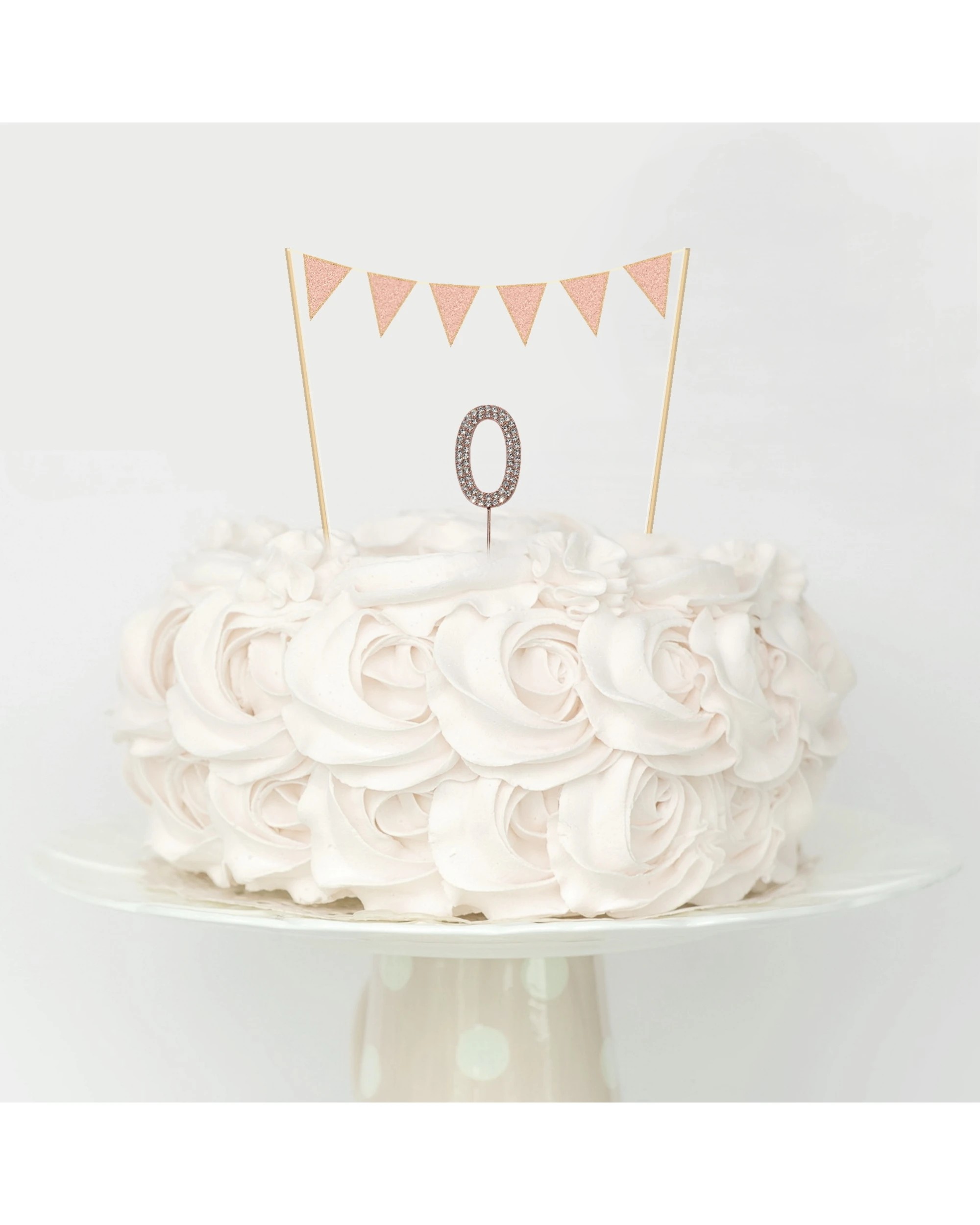 2 Party Maker Rose & Diamante Number 0 Cake Topper - Gold, 2 of 2