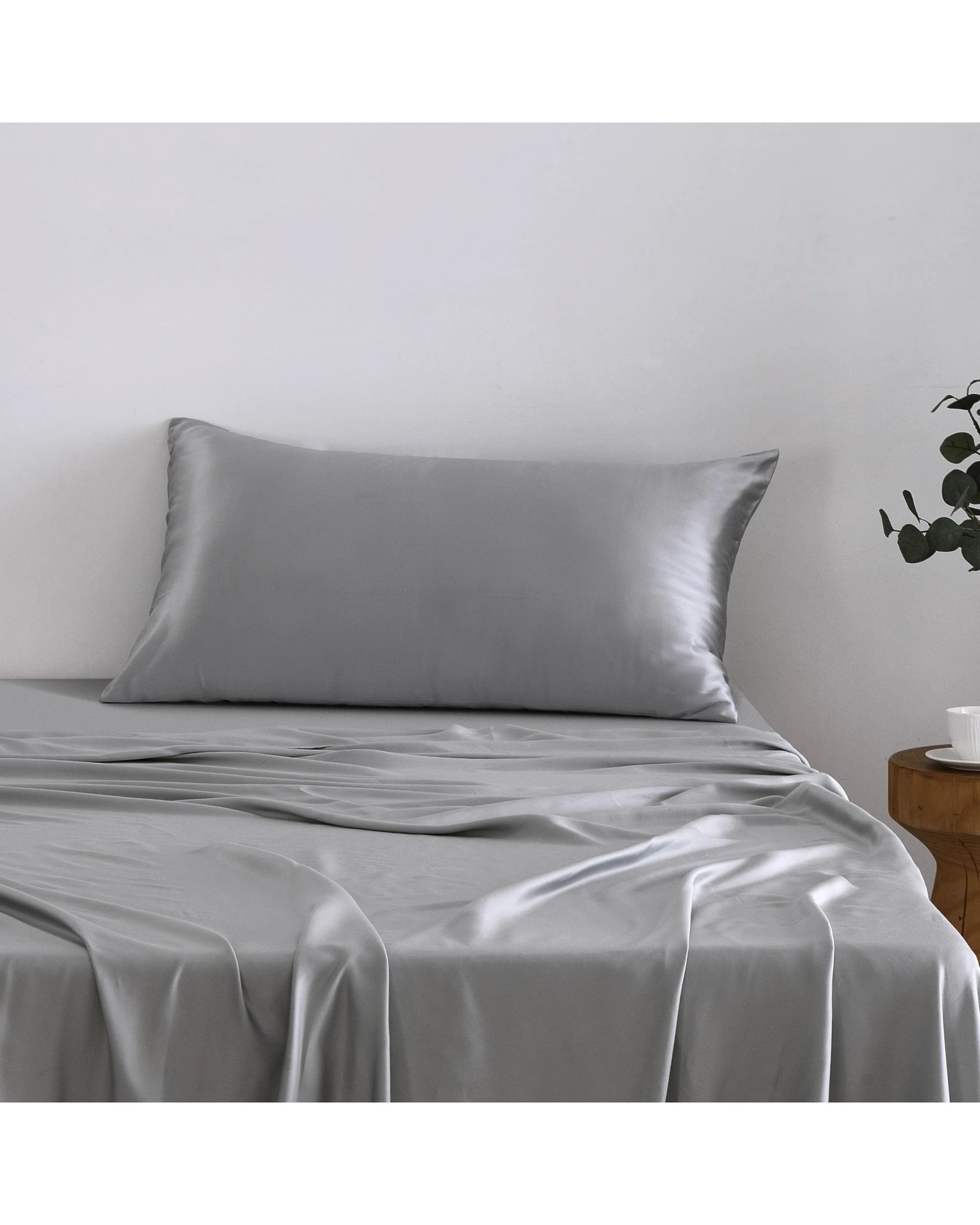 1 Natural Home Luxe Mulberry Silk Pillowcase 25 Momme King Pillowcase 48x90cm - Grey, 1 of 5