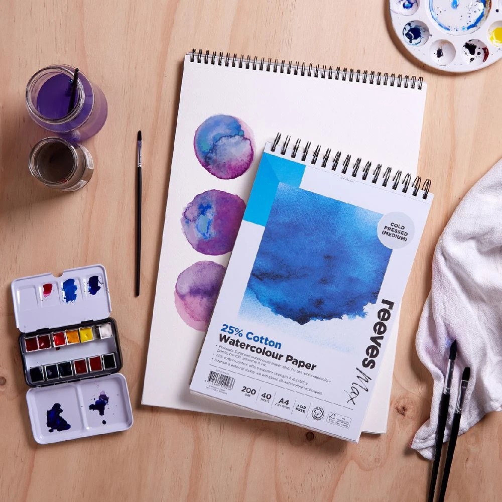 5 Reeves Max A4 Watercolour Pad 25% Cotton 200gsm 40 Sheets, 5 of 5