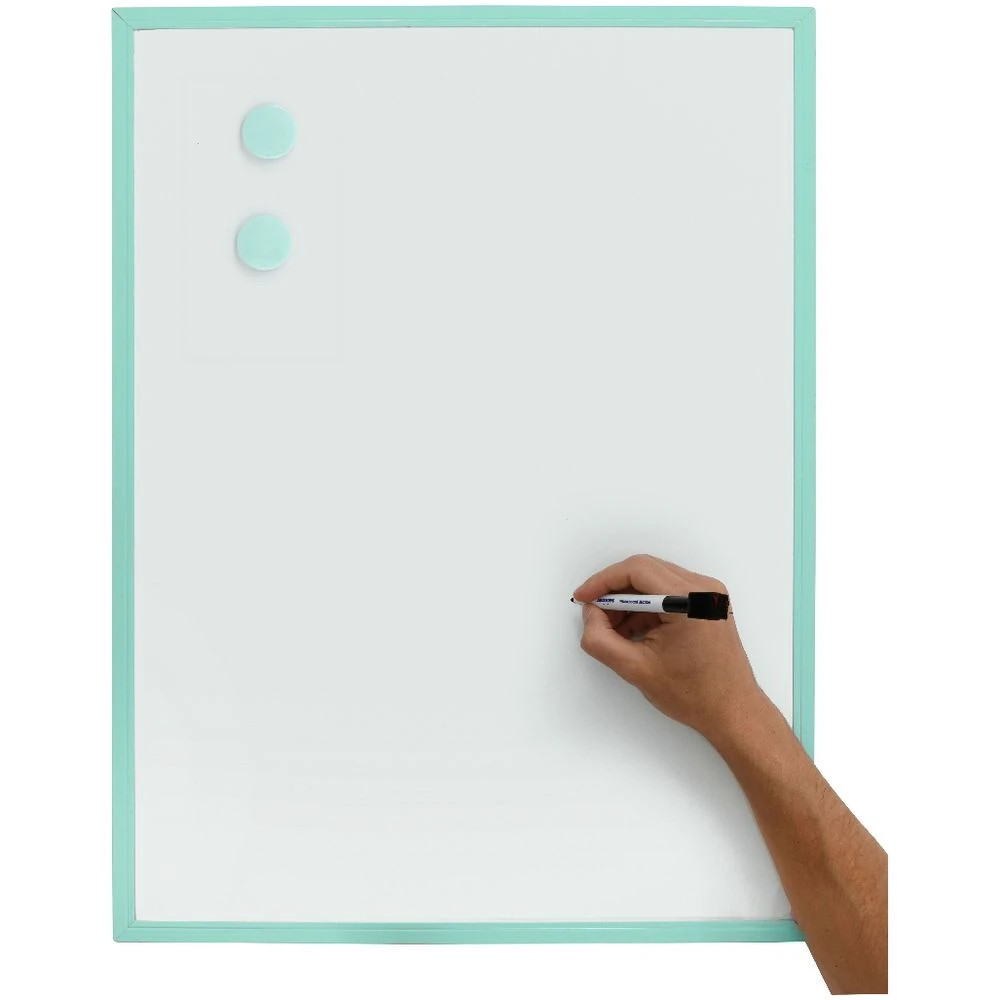 3 J.Burrows Magnetic Whiteboard 430 x 580mm Green Frame, 3 of 7