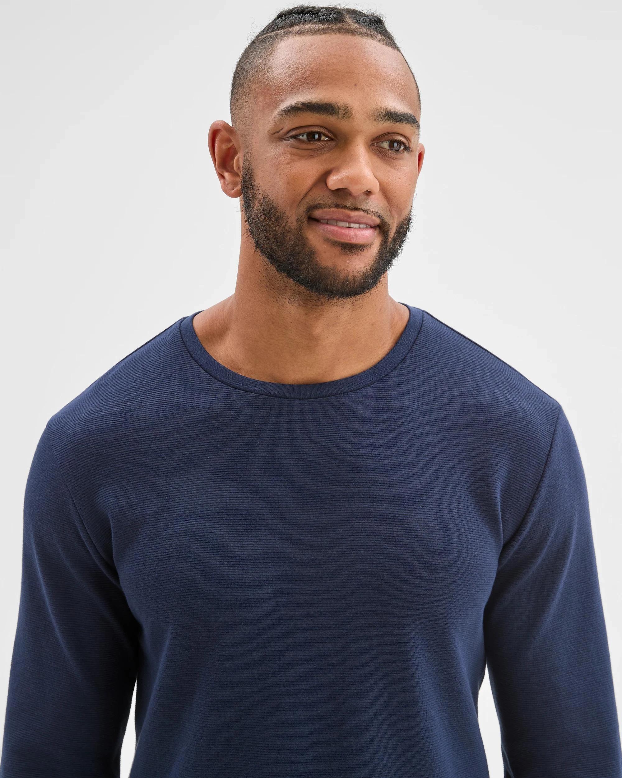 1 Maxx Australian Cotton Blend Ottoman Long Sleeve Sleep T-Shirt NAVY, 1 of 5