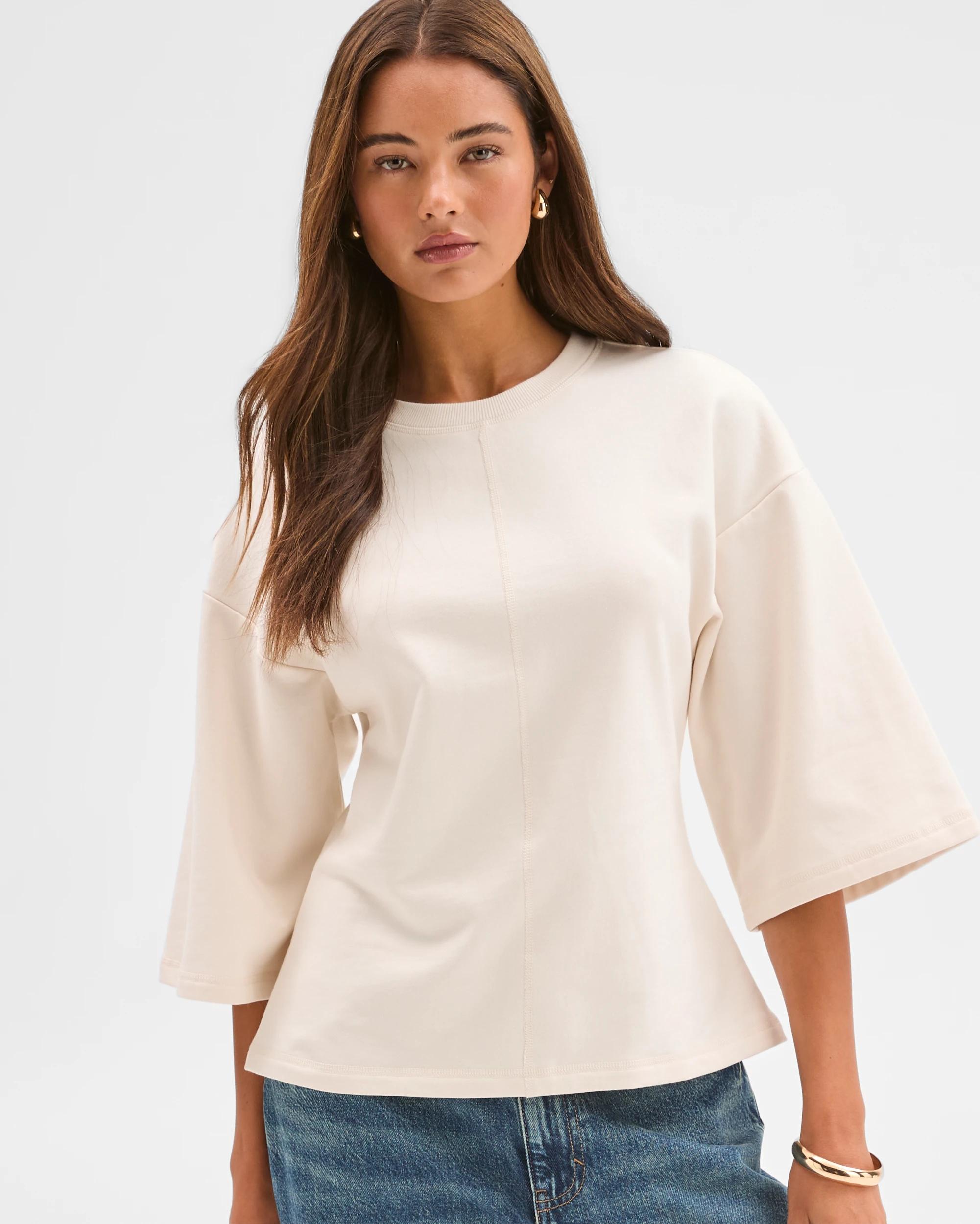 2 Lily Loves Australian Cotton Cinch Waist T-Shirt VANILLA, 2 of 6