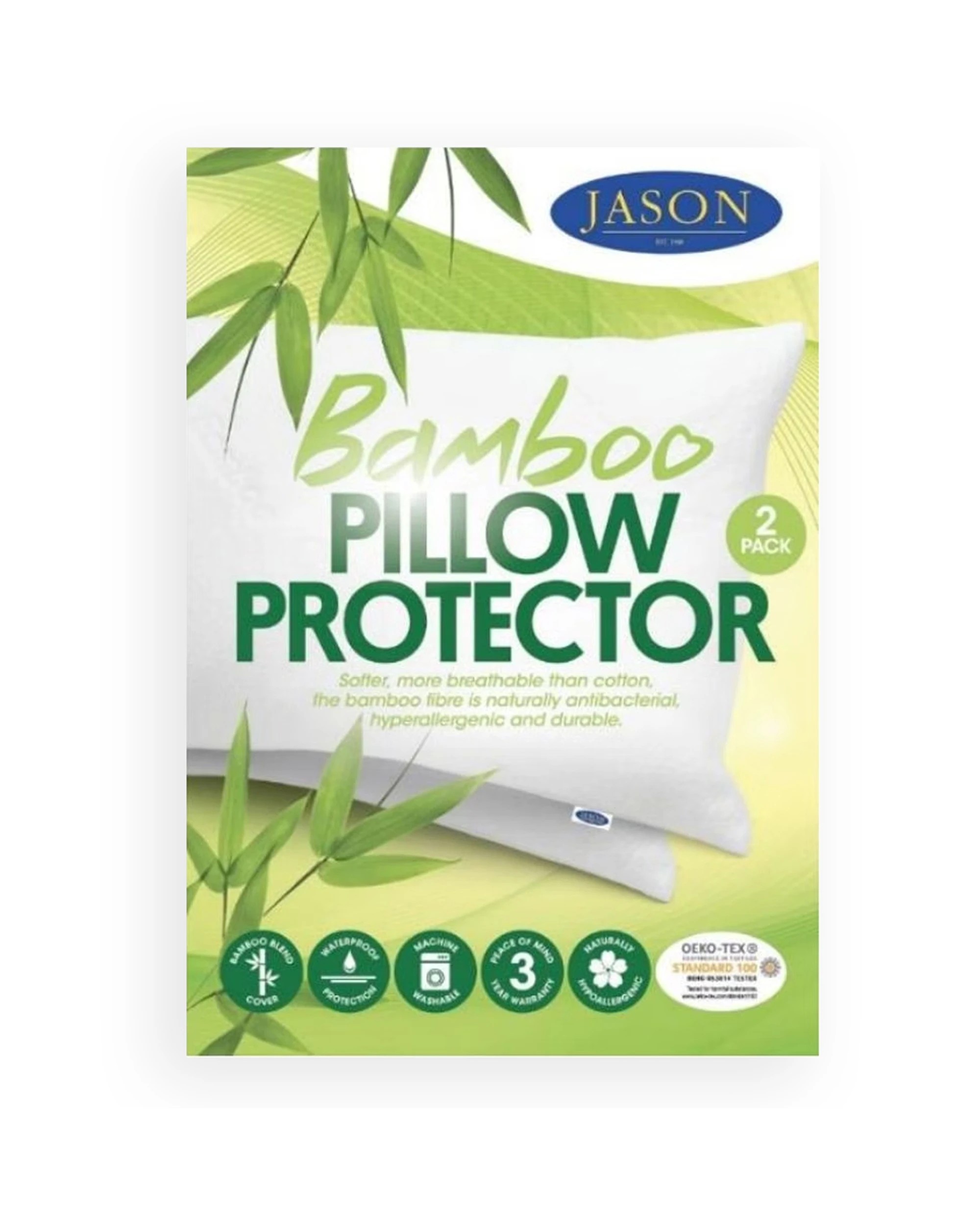1 Jason Blend Waterproof Pillow Protector - 2PK - White, 1 of 3