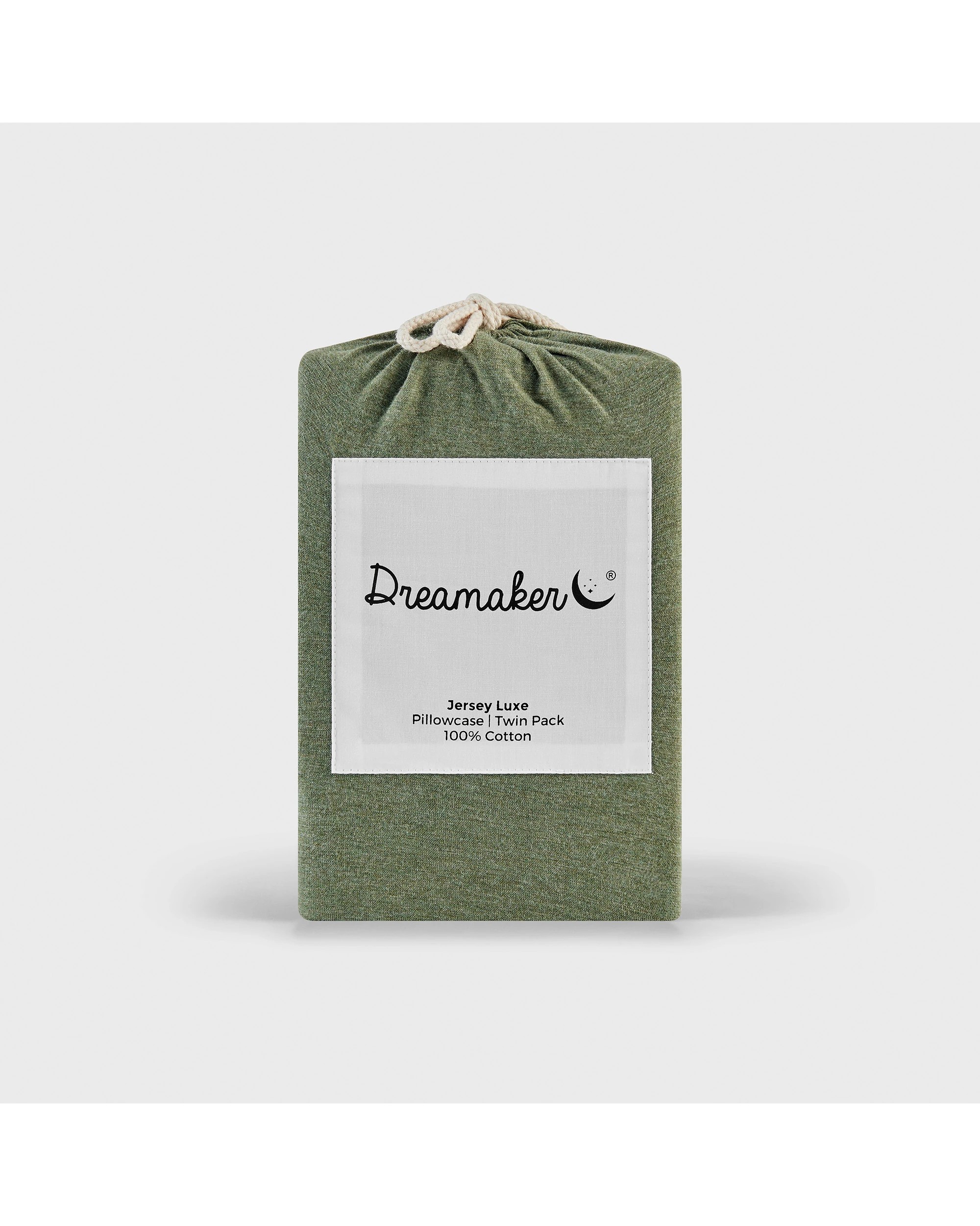 5 Dreamaker Jersey Luxe 100% Cotton Standard Pillowcase Twin Pack - Olive, 5 of 5