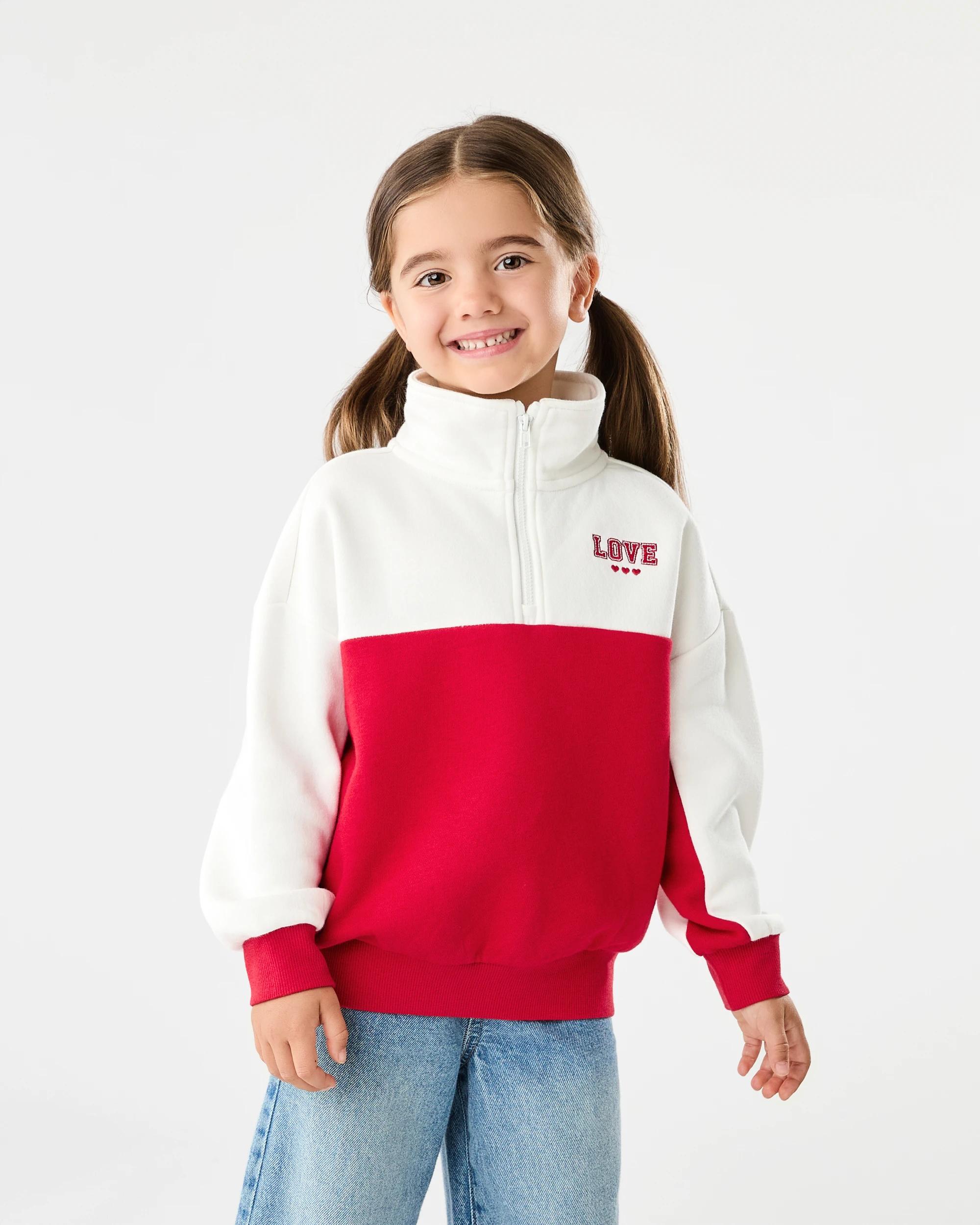 1 Quarter Zip Sweatshirt Red Heart, 1 of 8