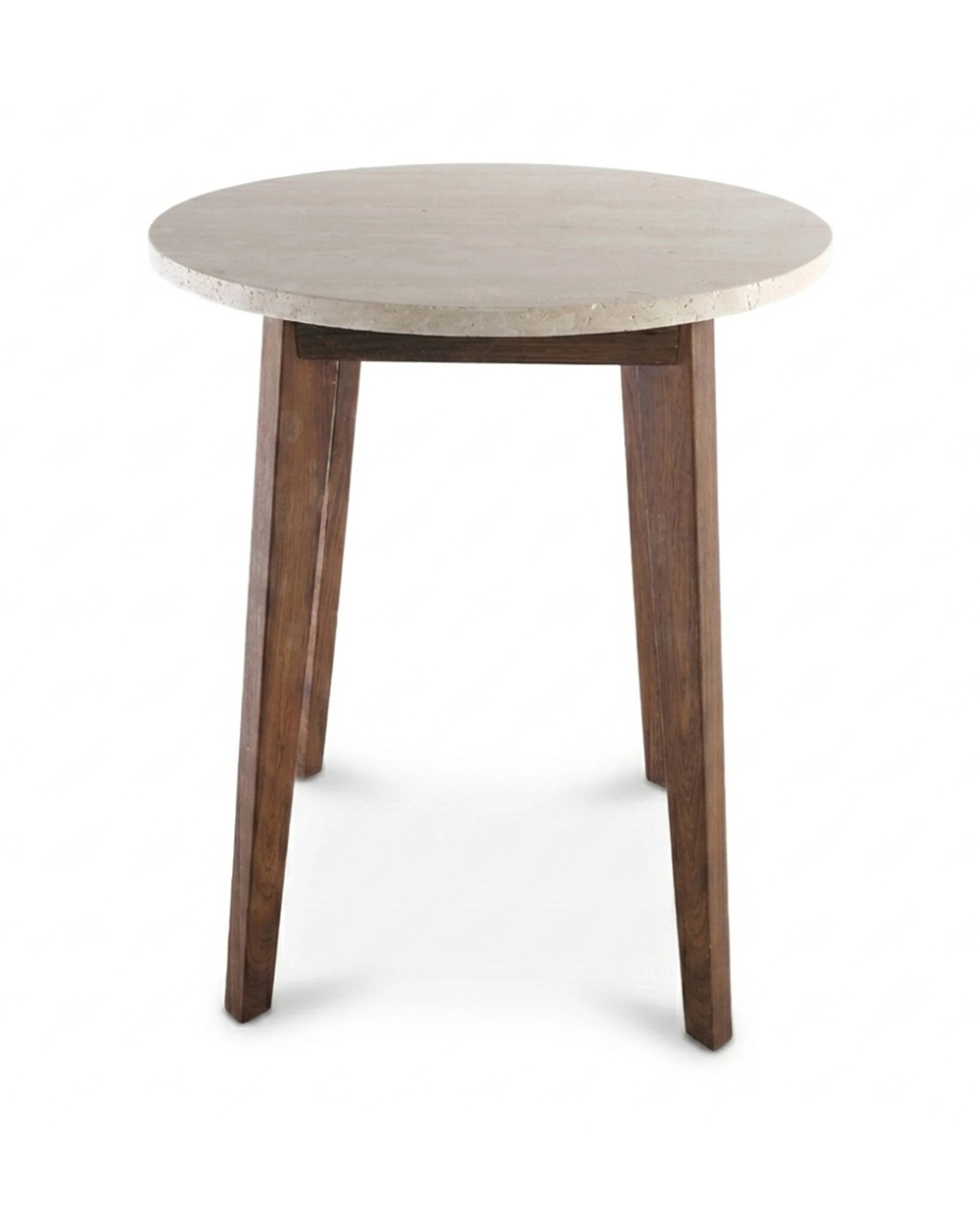 1 Codu Nero Walnut Side Table Timber Base 60x50x50cm Travertine - Beige, 1 of 8