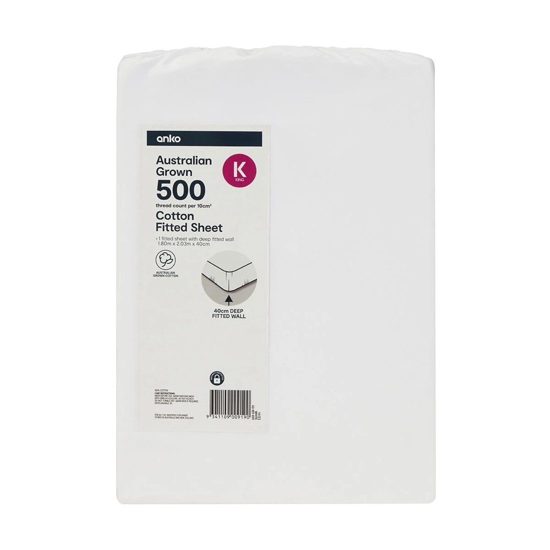 4 500 Thread Count Australian Grown Cotton Fitted Sheet - King Bed, White, 4 of 4