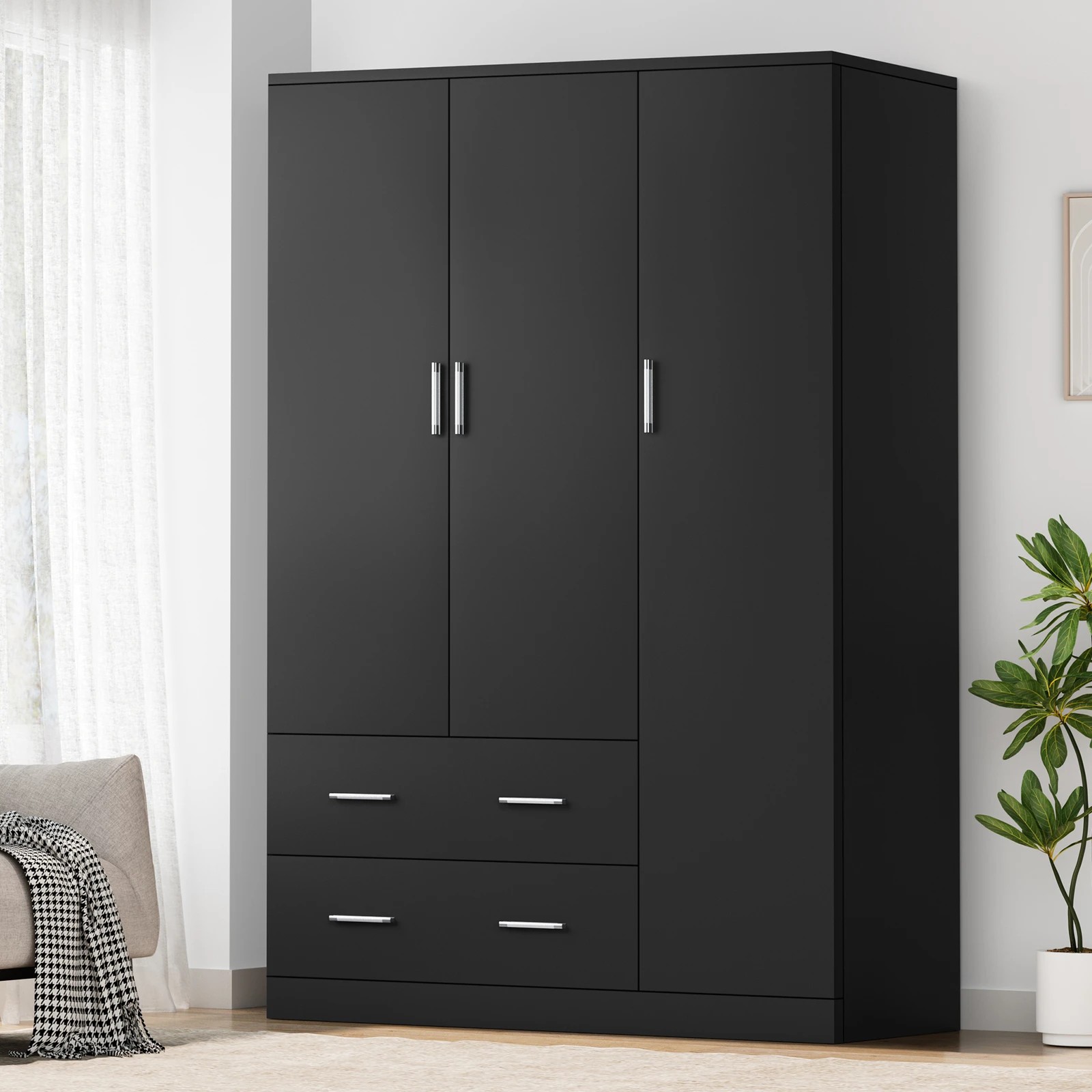 2 Alfordson Wardrobe Clothes Closet Storage Cabinet Organizer Drawer Shelf - Black, 2 of 4