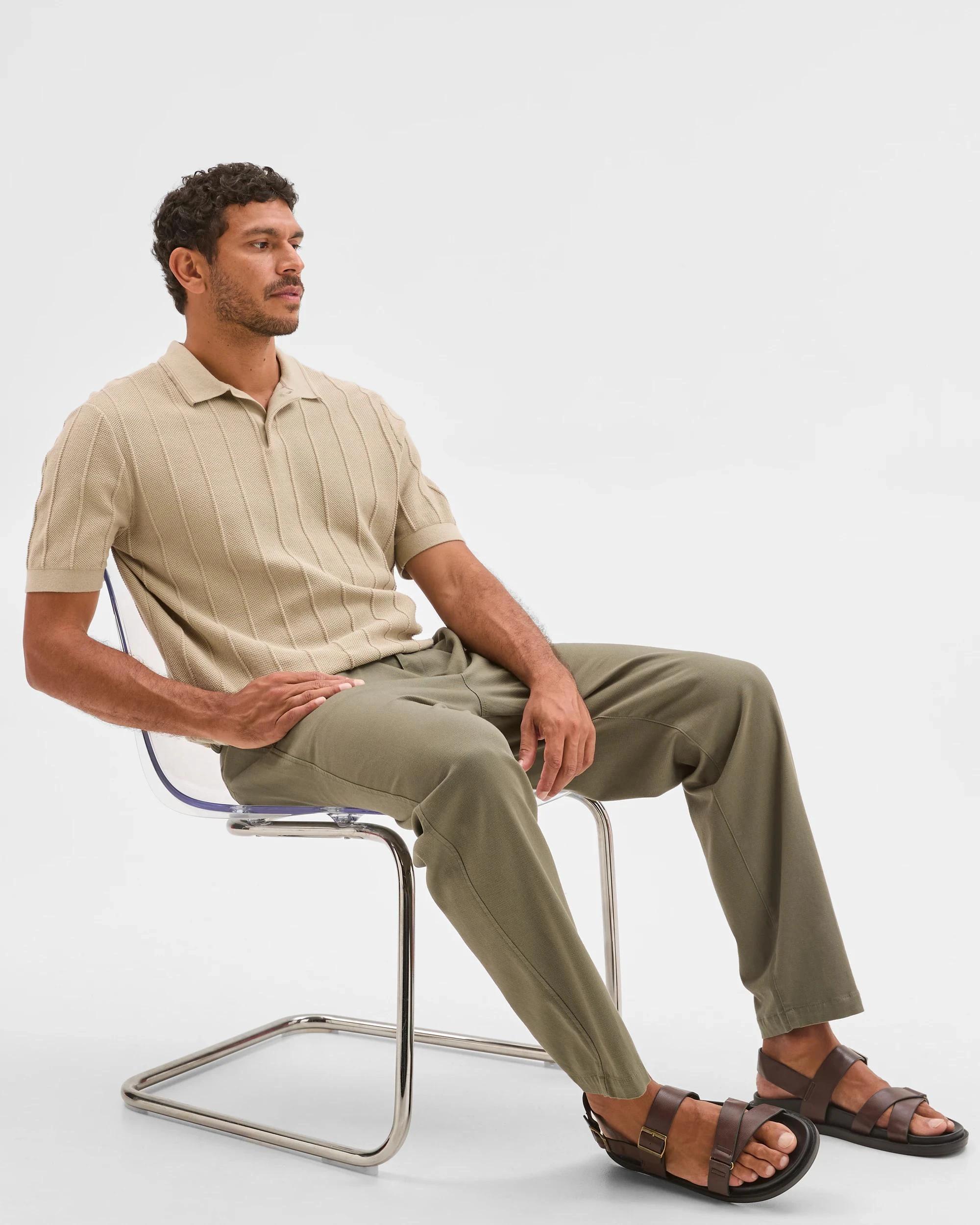3 Target Man Australian Cotton Pleated Textured Chino Pants ARMY, 3 of 7