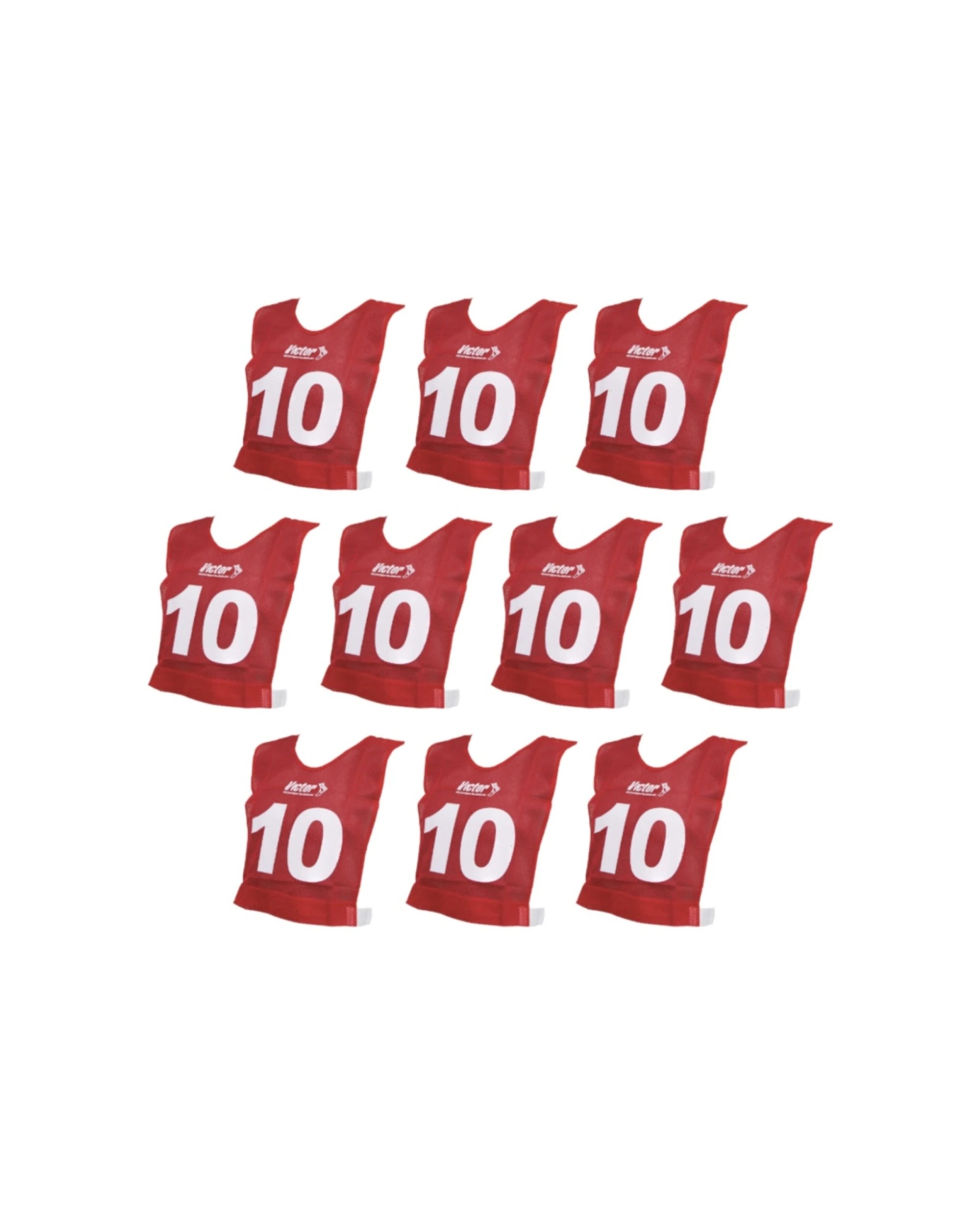 1 Victor Sports 10pc Lightweight Numbered Bibs Basketball Set Senior - Red, 1 of 3