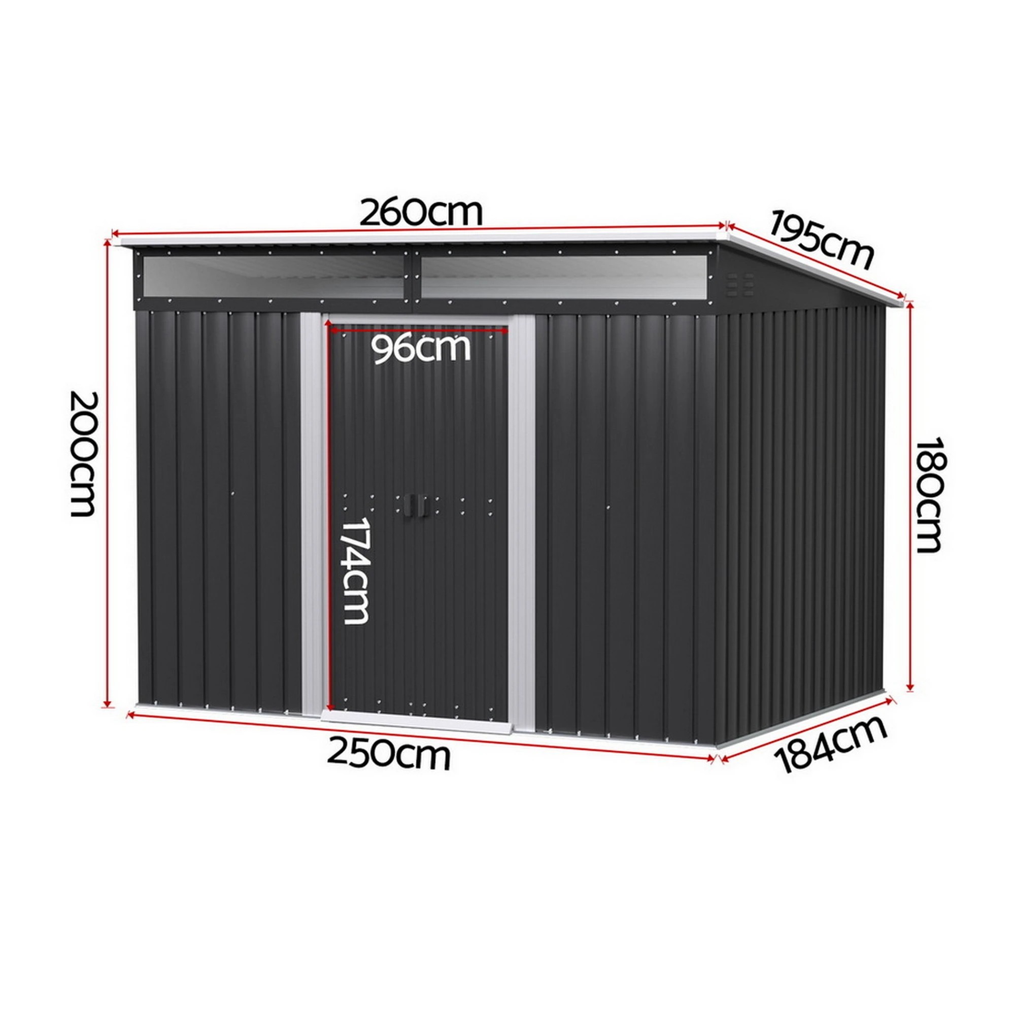 3 Giantz Garden Shed Outdoor Storage Tool Sheds Workshop House Shelter - Black, 3 of 8