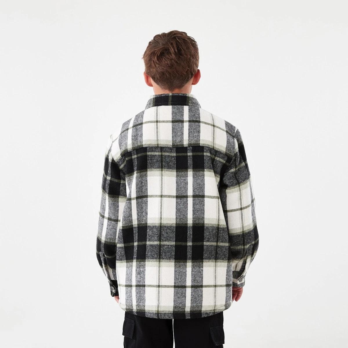 3 Sherpa Lined Plaid Jacket Grn Check, 3 of 10