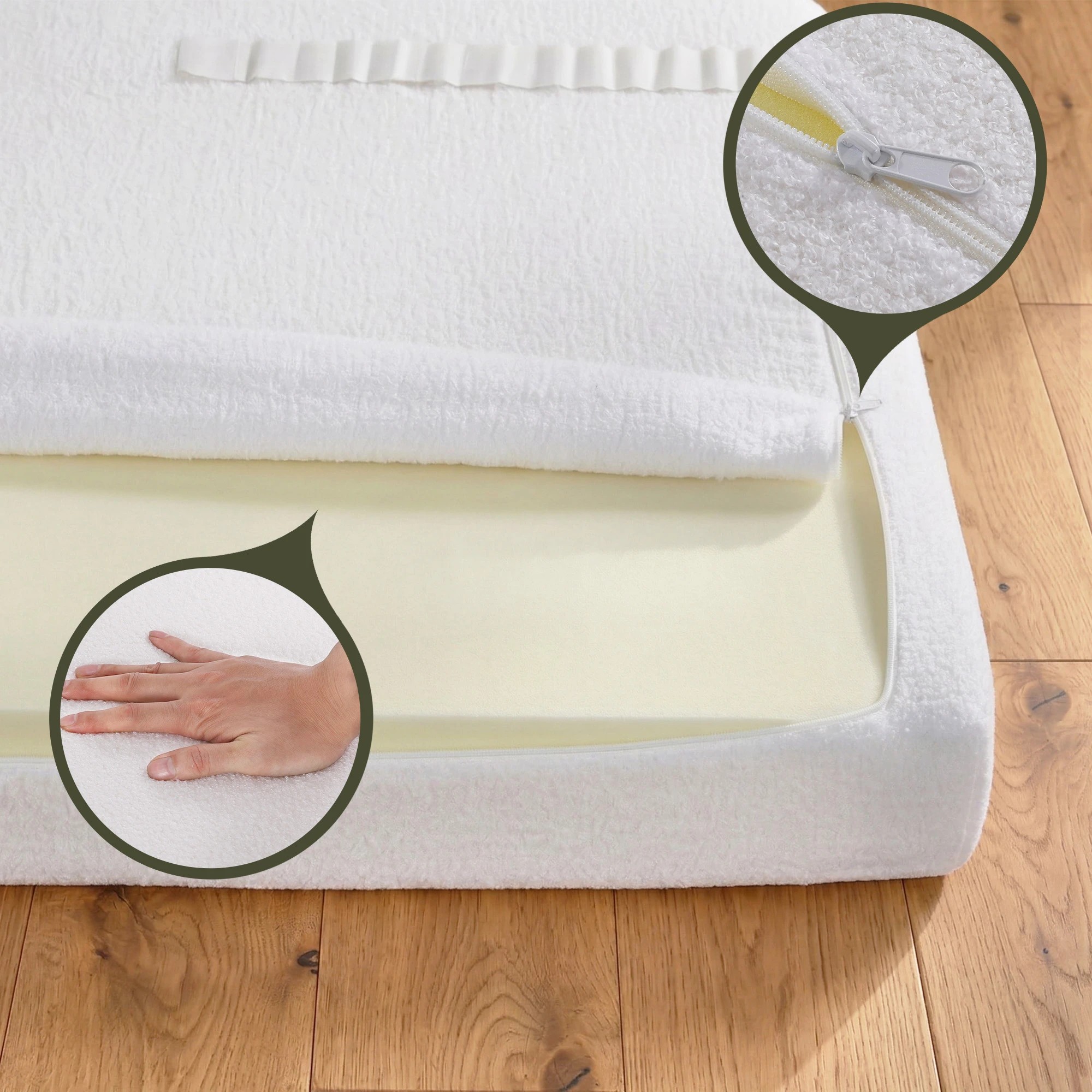 7 Artiss Double Size Headboard for Bed Frame Boucle Fabric No-Assembly Removable Washable Cover 155cm - White, 7 of 8