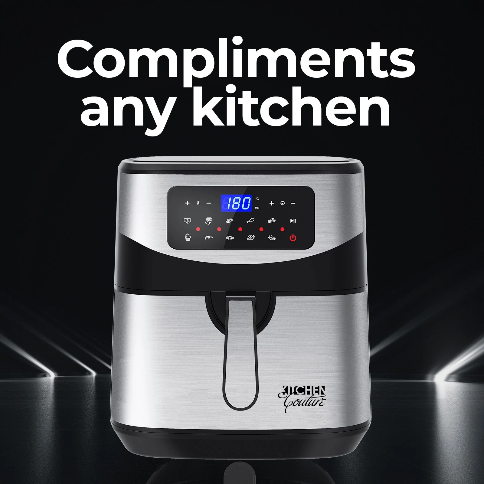 9 Kitchen Couture 12 Litre Air Fryer Multifunctional LCD One Touch Display - Silver, 9 of 10