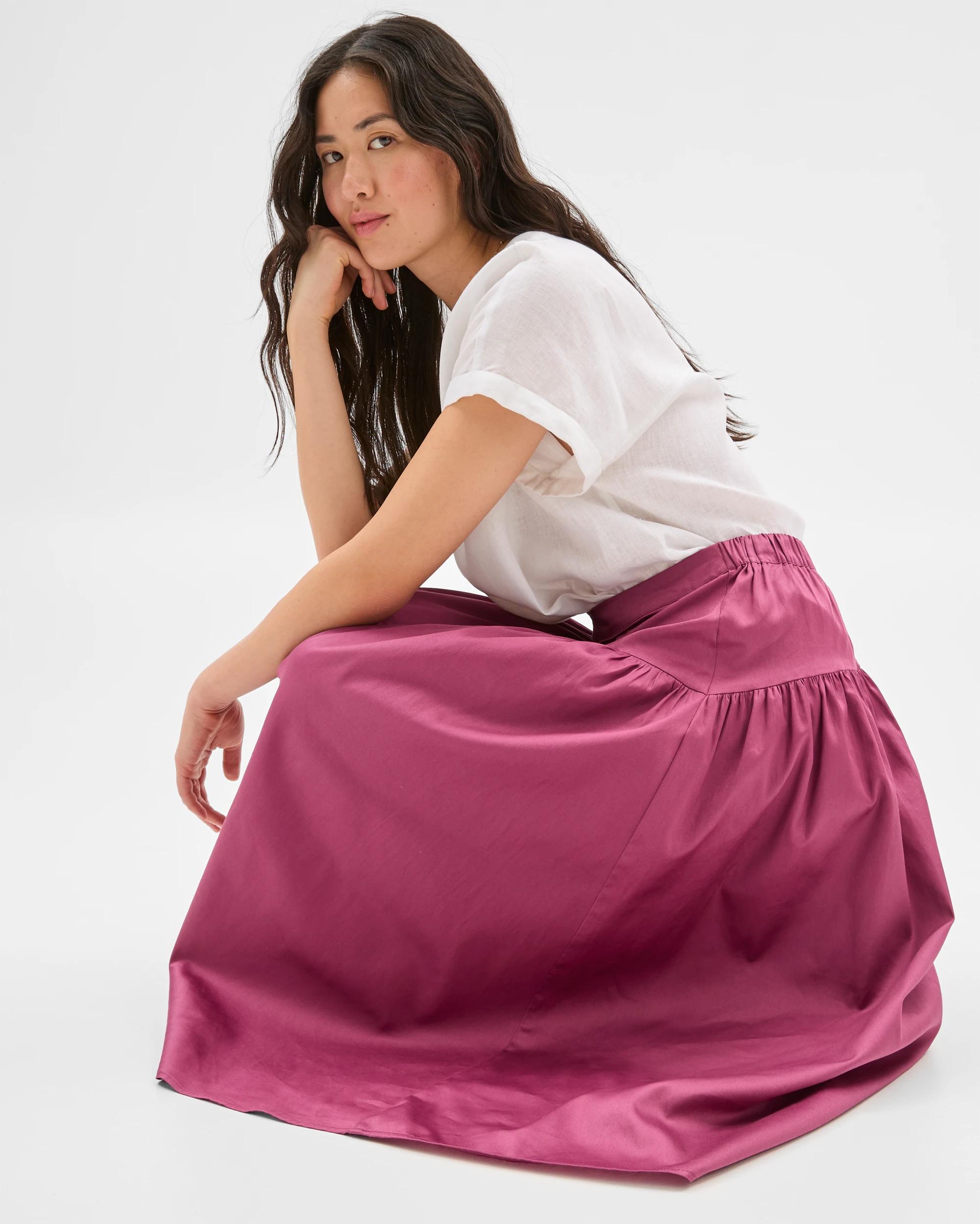 4 Target Australian Cotton Yoke Detail Midi Skirt BERRY, 4 of 8