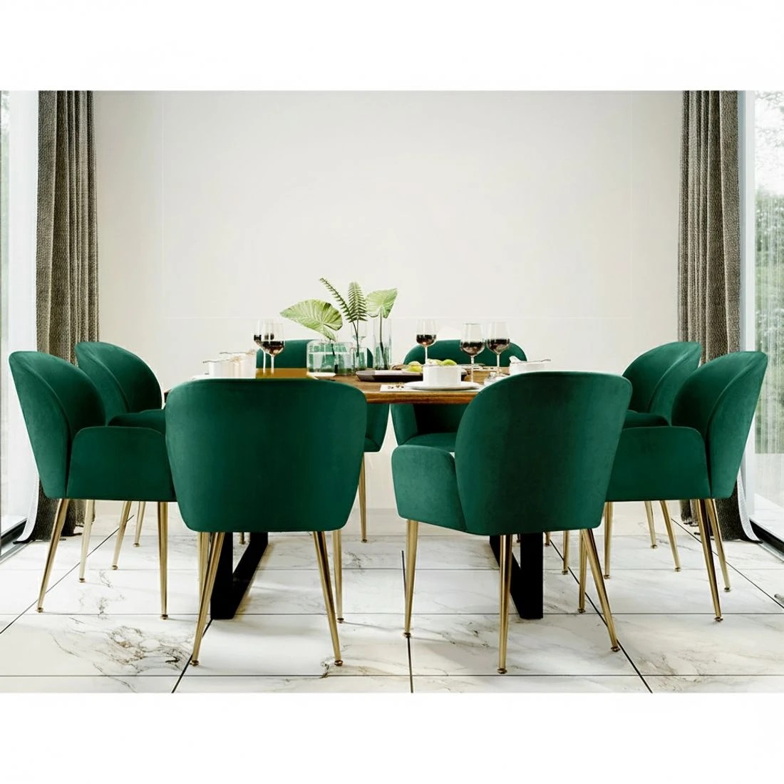 5 Artiss Dining Chairs Set of 2 Velvet Armchair - Green, 5 of 5