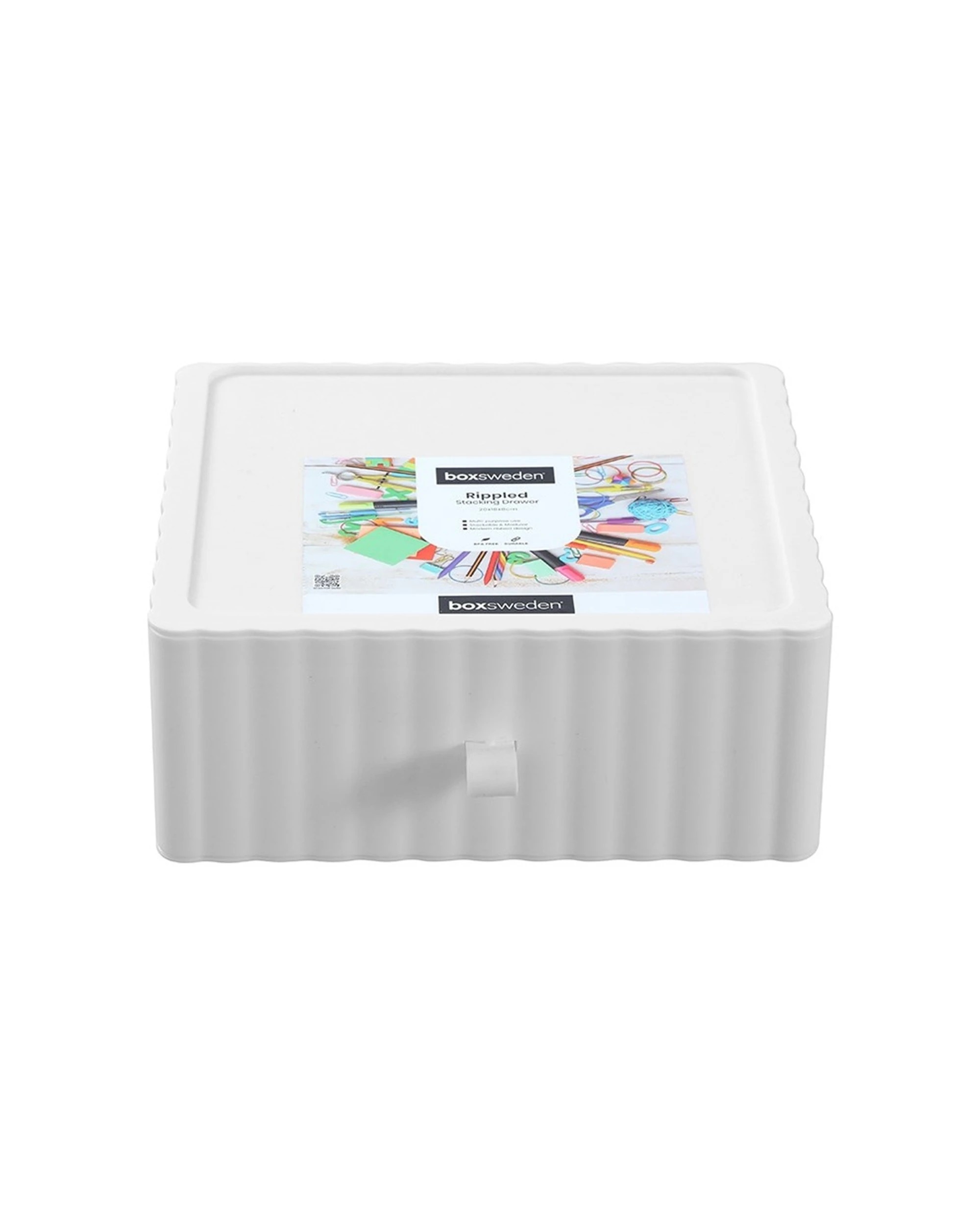 4 Boxsweden Rippled Stacking Drawer Organiser Ribbed Storage 20x18x8cm - Multi, 4 of 8