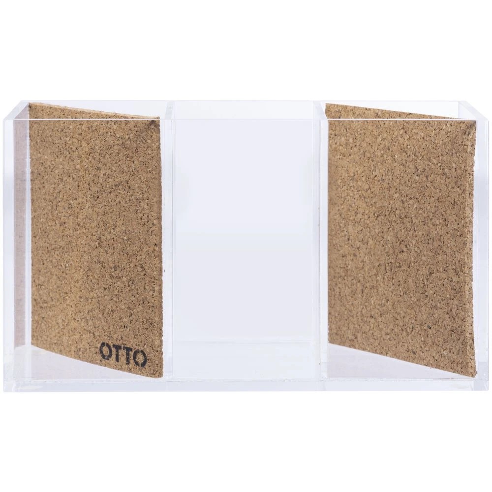 3 Otto 3 Compartment Desk Tidy Acrylic and Cork, 3 of 6