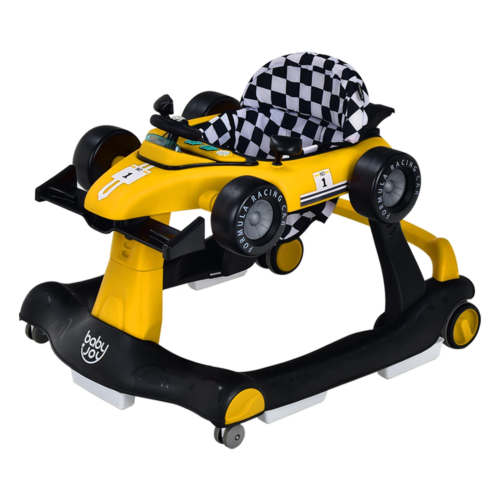 1 Costway 4in1 Baby Walker Stroller Folding Ride on Toy Car - Yellow, 1 of 1