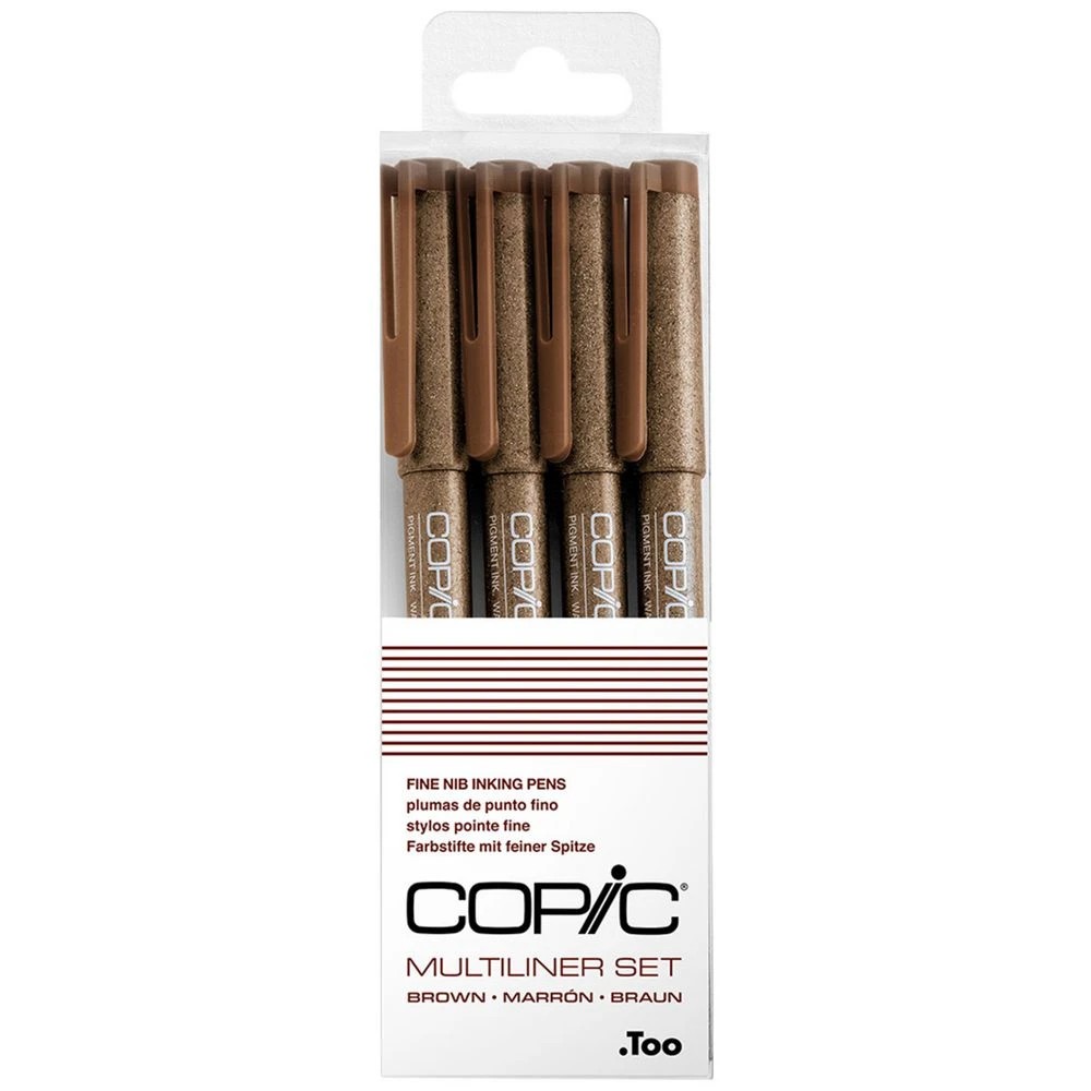 1 Copic Multiliner Inking Pens Assorted Sizes 4 Pack Brown, 1 of 6