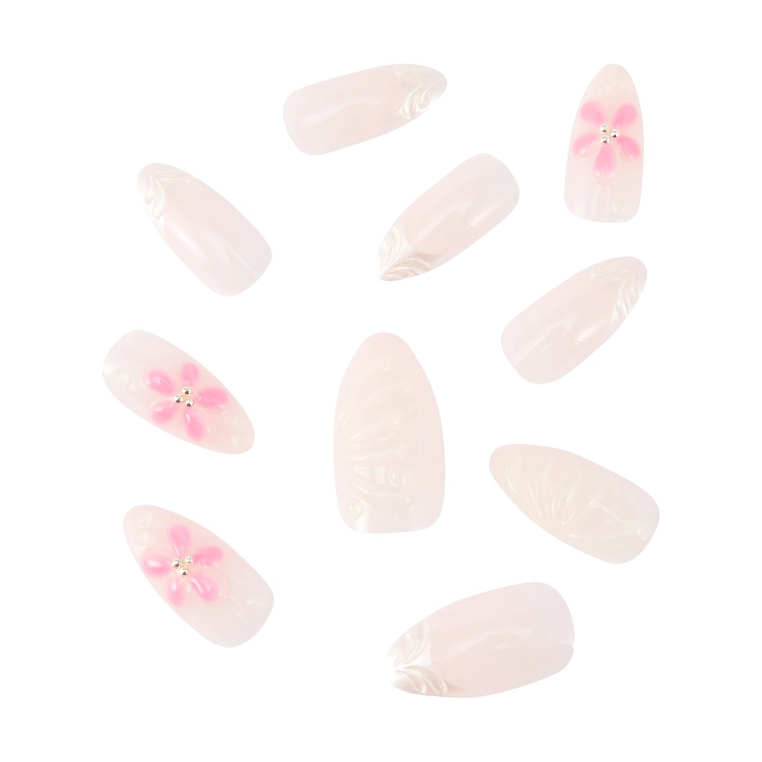 2 OXX Cosmetics 24 Pack Artificial Nails with Adhesive - Stiletto Shape, 3D French Tip, 2 of 4