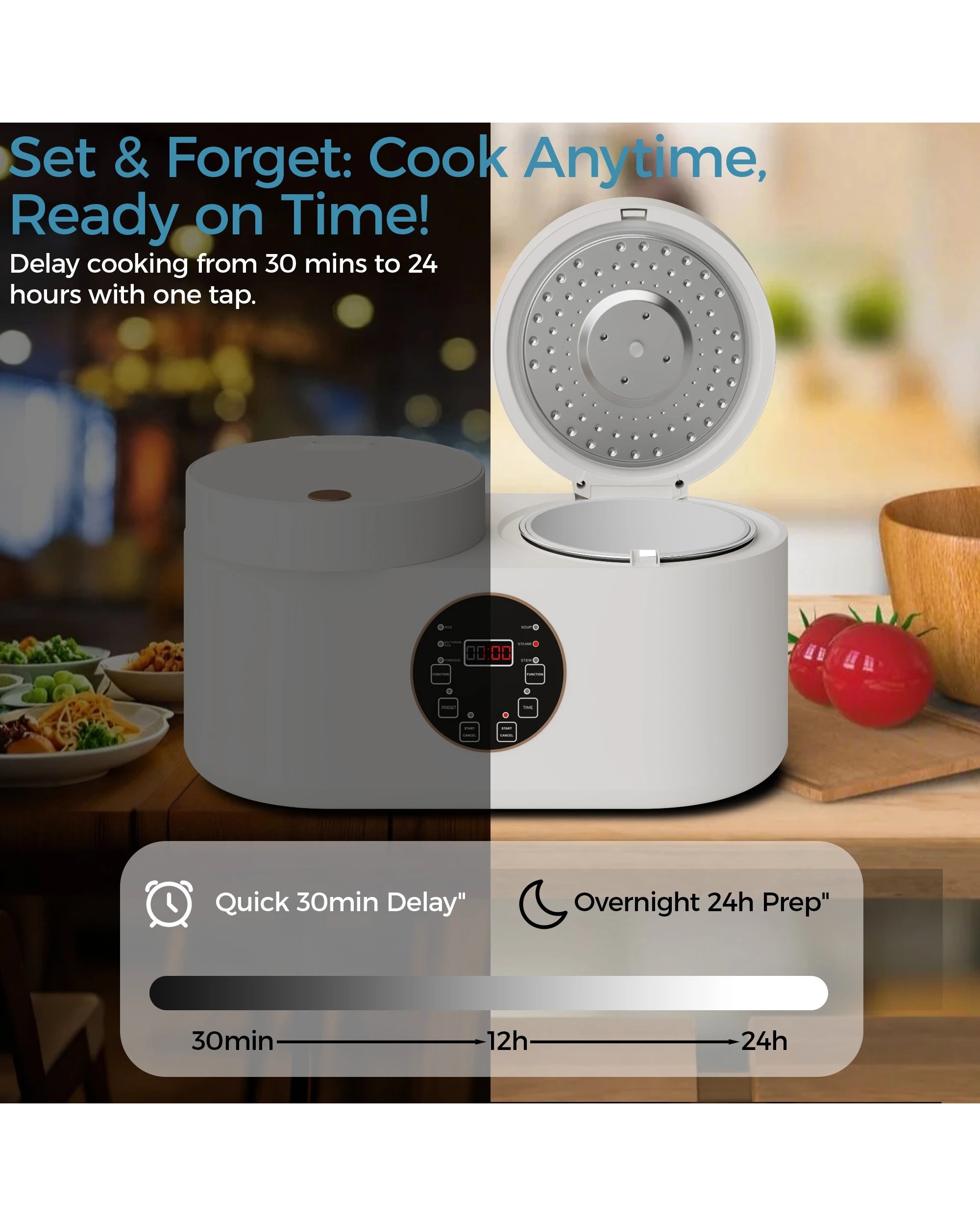 3 Advwin Dual-pot Electric Rice Cooker, 800w Multi-function Cooker With Steam Trays, Slow Cooker, 4l, 3 of 7