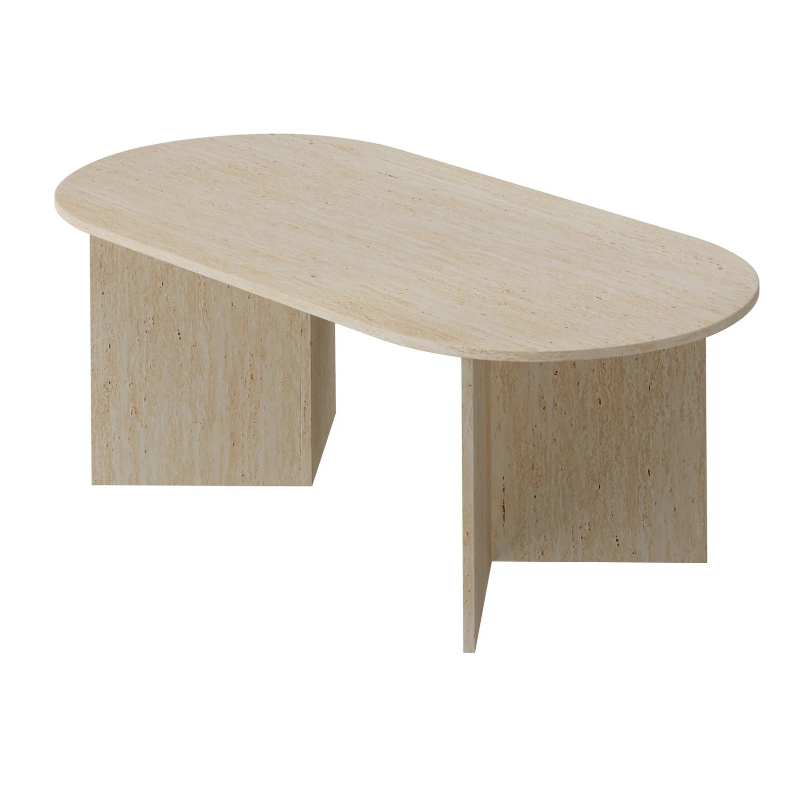 8 Oikiture Coffee Table Sofa End Table Oval Side Cafe Desk Timber - Beige, 8 of 9