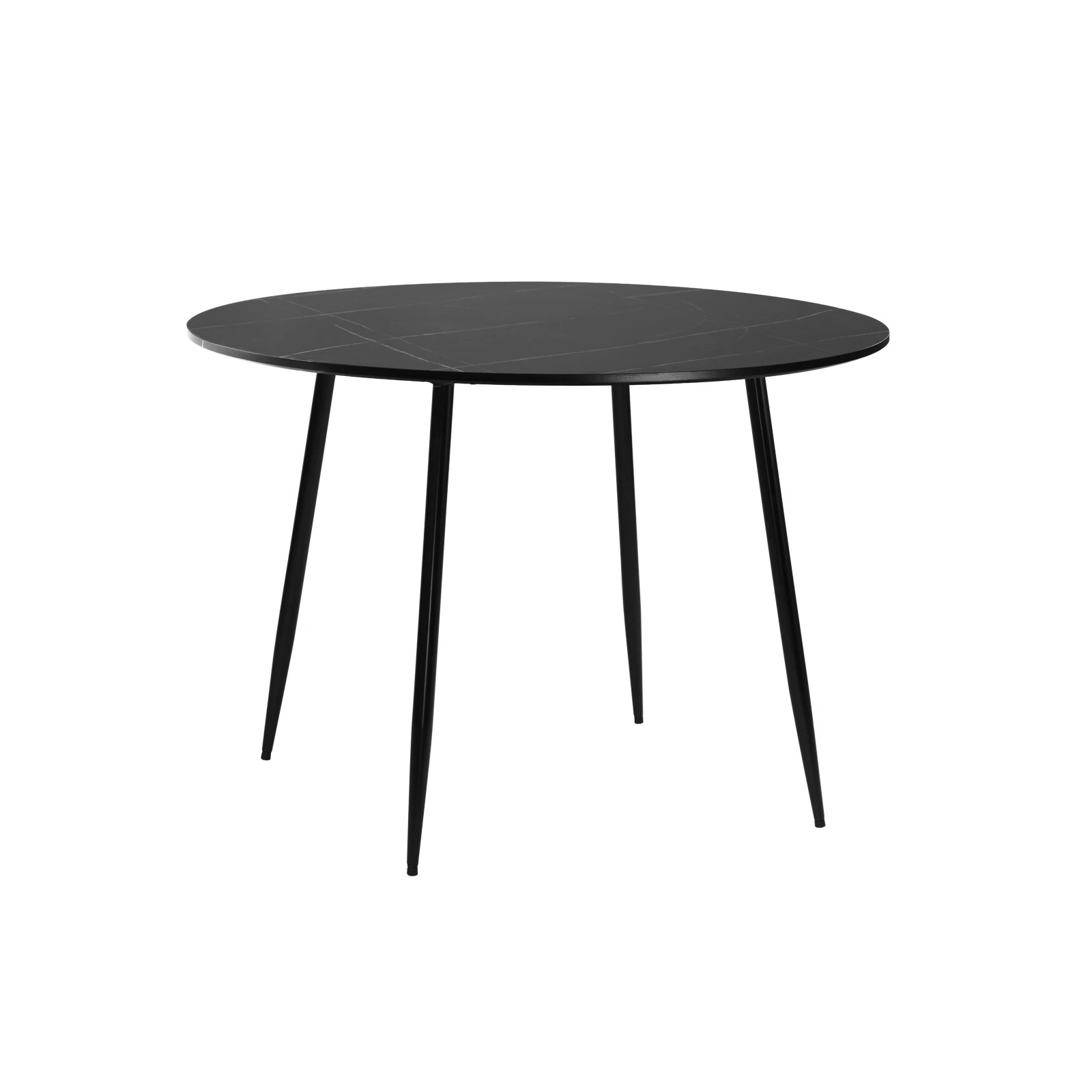 1 Oikiture 110cm Dining Table Round Wooden Table With Marble Effect Metal Legs
 - Black, 1 of 9