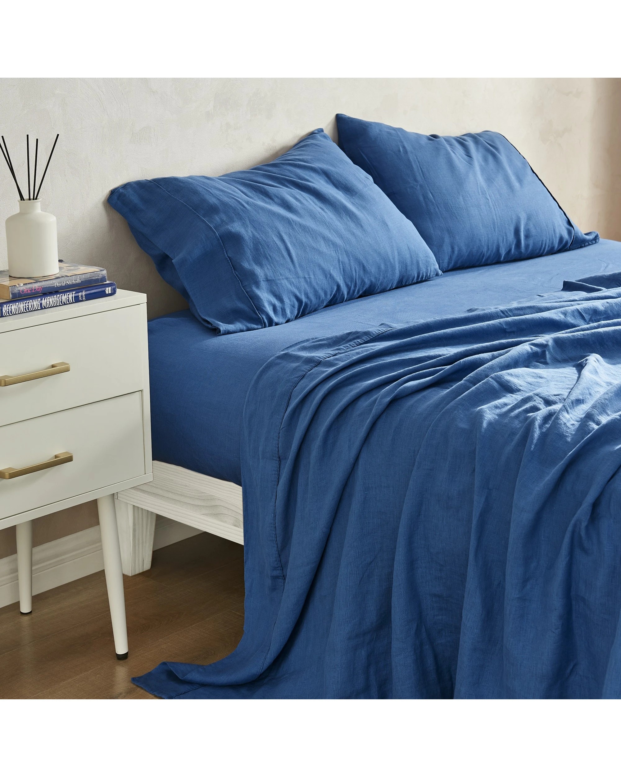 2 Natural Home 100% European Flax Linen Sheet Set - Single Bed - Deep Blue, 2 of 10