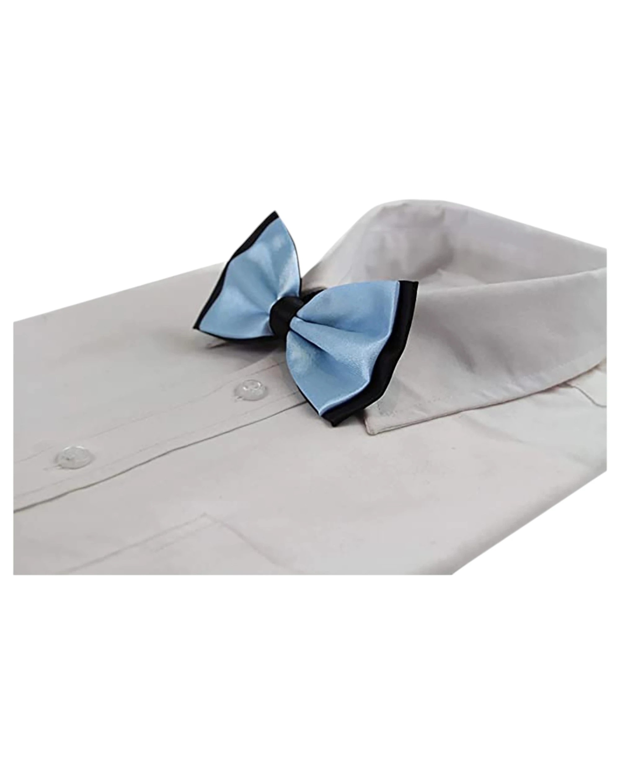 1 Zasel Mens Light Blue Two Tone Layered Bow Tie, 1 of 2