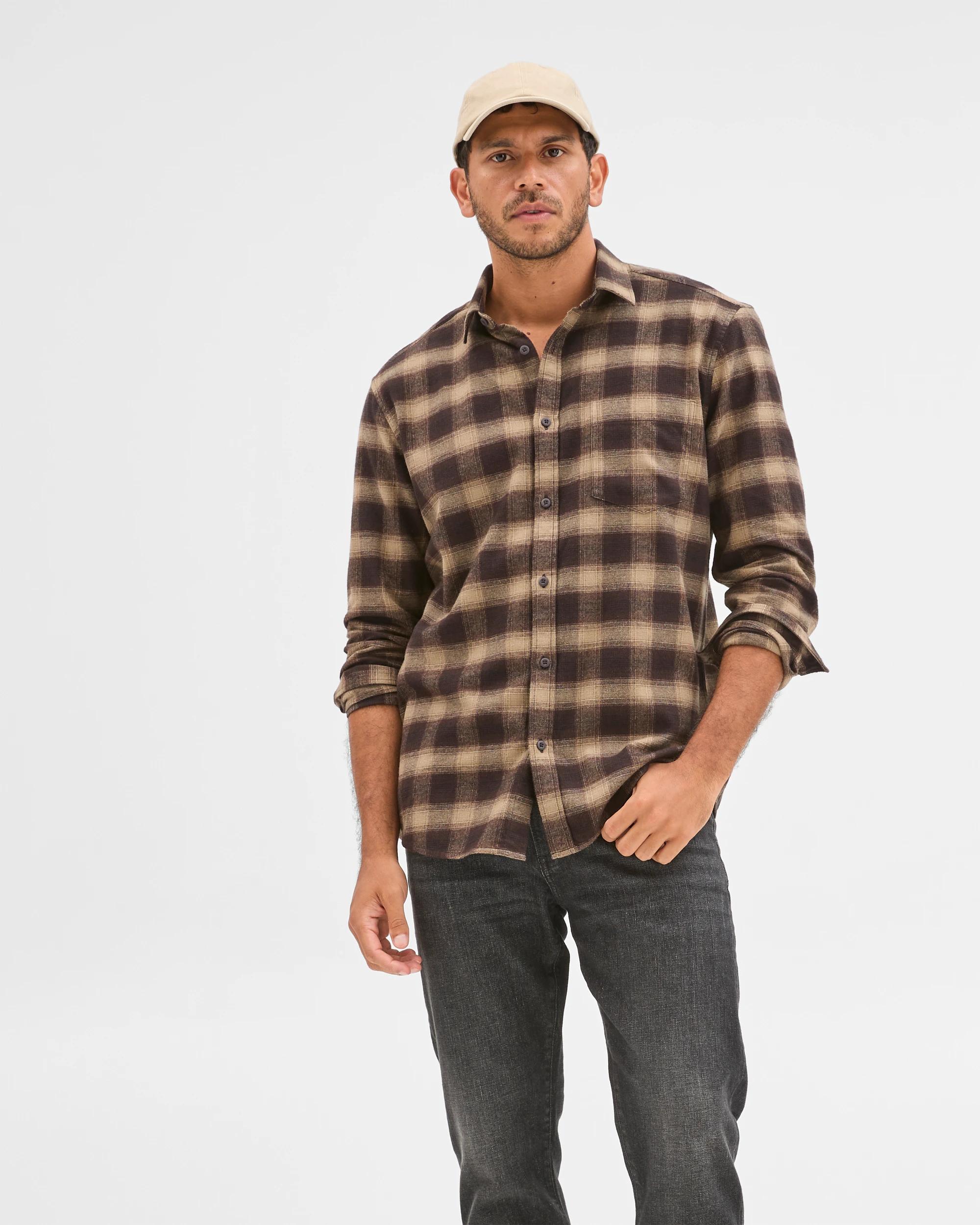 2 Target Australian Cotton Long Sleeve Flannelette Shirt CHOCOLATE, 2 of 6