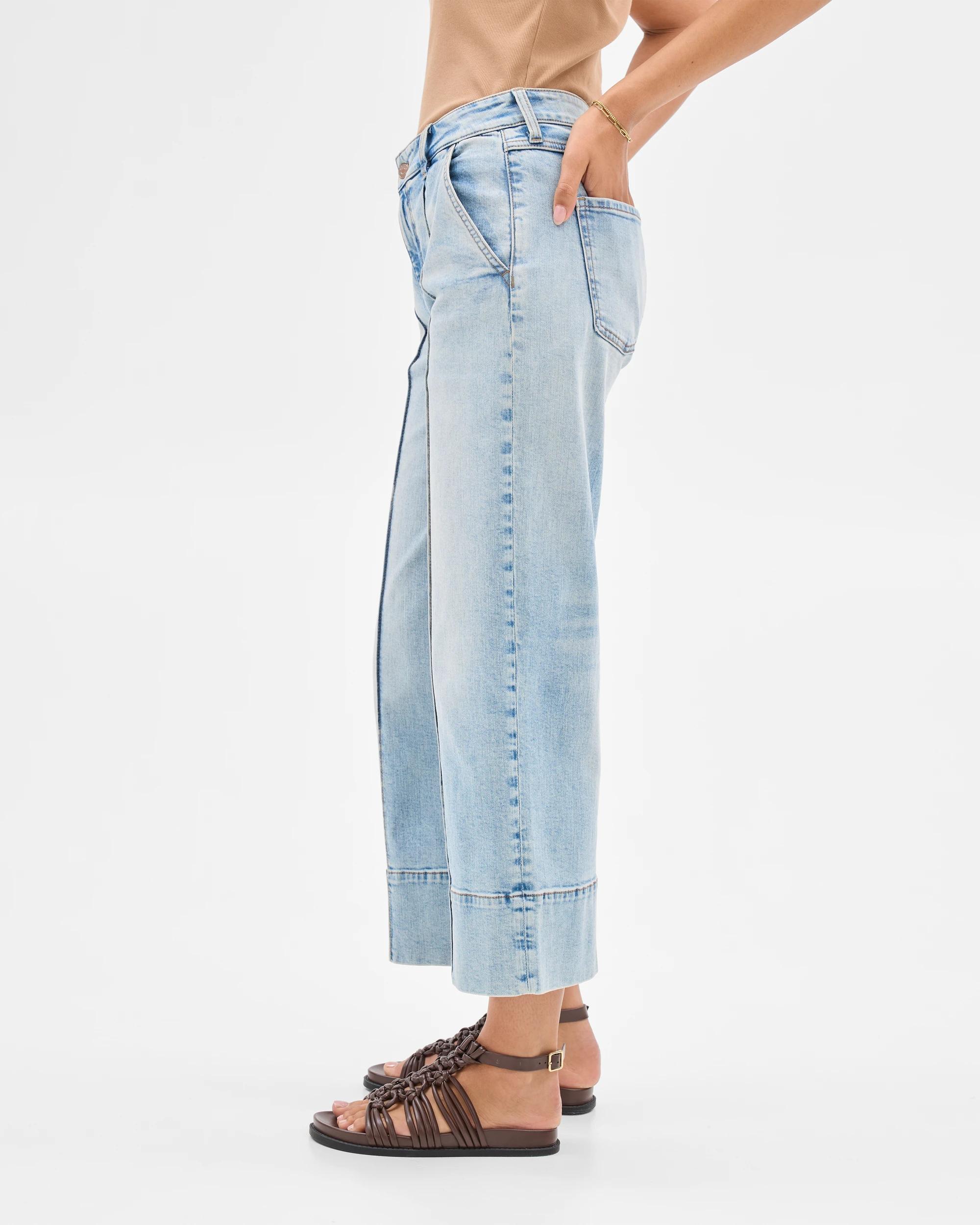 7 Target High Rise Crop Length Wide Leg Denim Jeans - Kelsey LIGHT WASH TINTED, 7 of 7