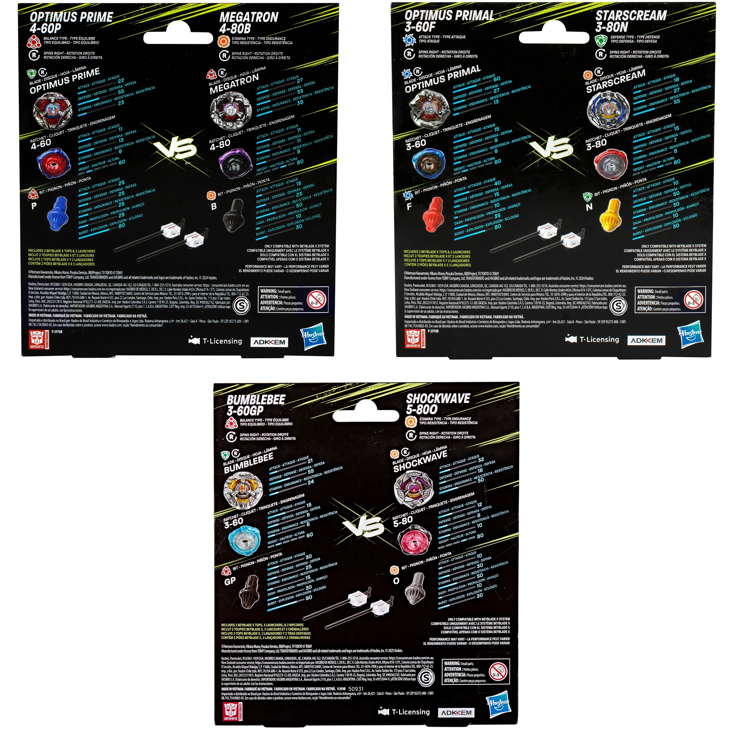 5 Takara Tomy Transformers BeybladeX - Assorted, 5 of 5