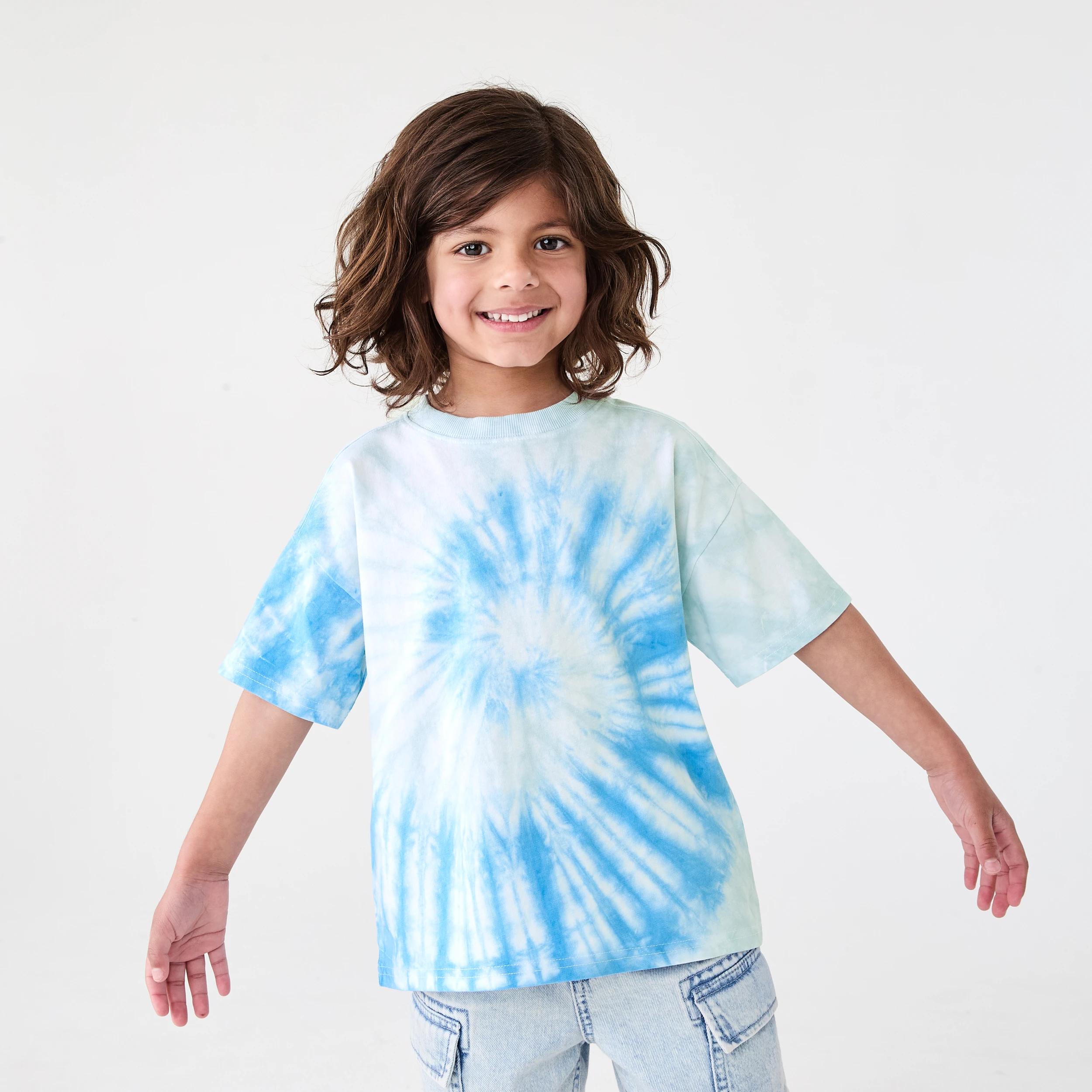1 Short Sleeve Oversized Tie Dye T-shirt WHITE FLURO SPIRAL, 1 of 7