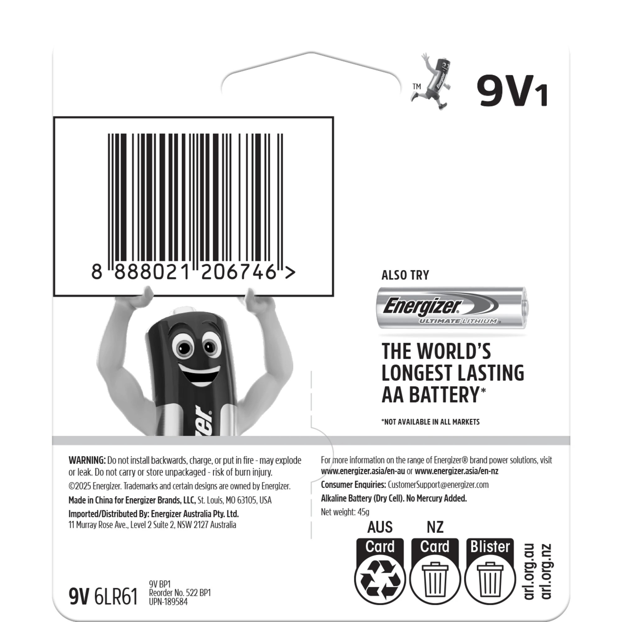 2 Energizer 9V Alkaline Power Battery, 2 of 7