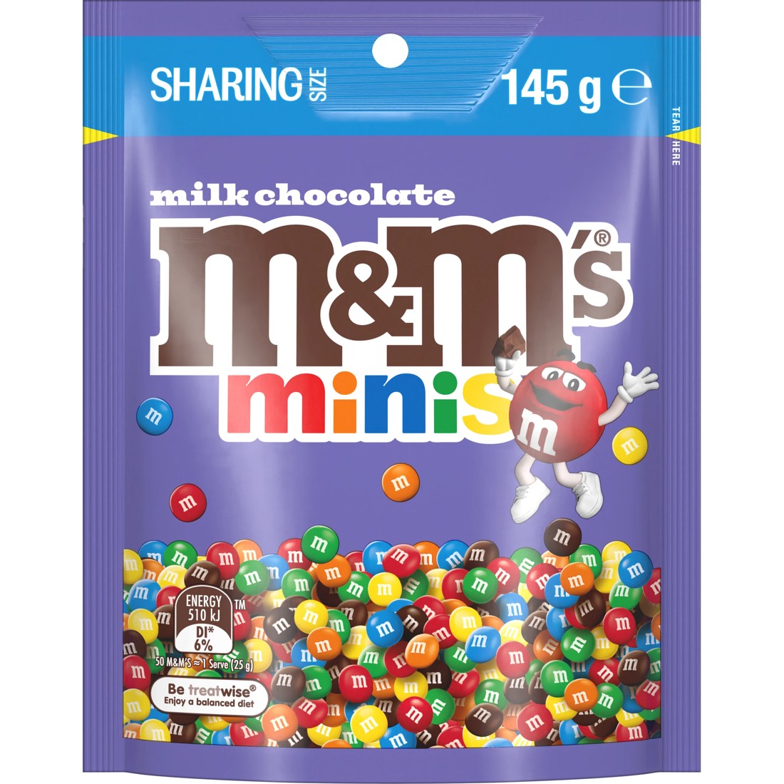 1 M&M's Minis Milk Chocolate Snack and Share Bag 145g, 1 of 5