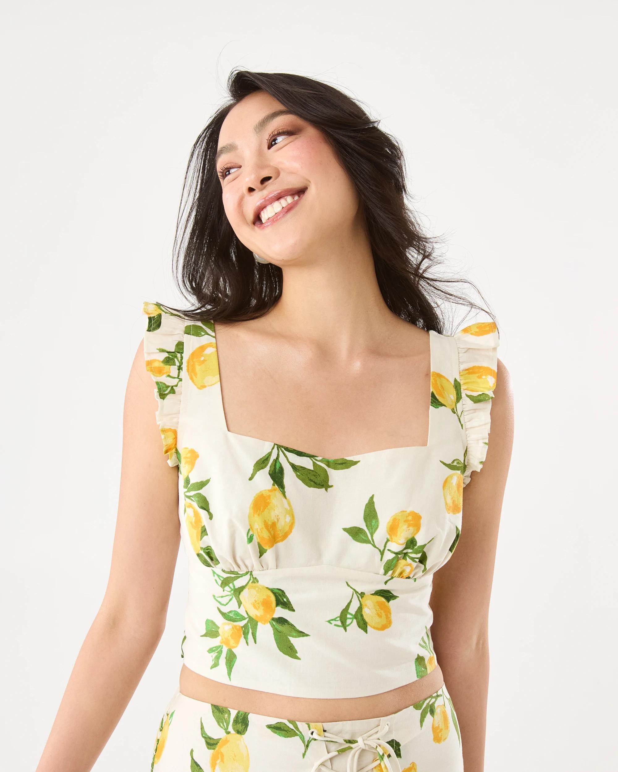 1 Sleeveless Square Neck Frill Top Lemons, 1 of 7