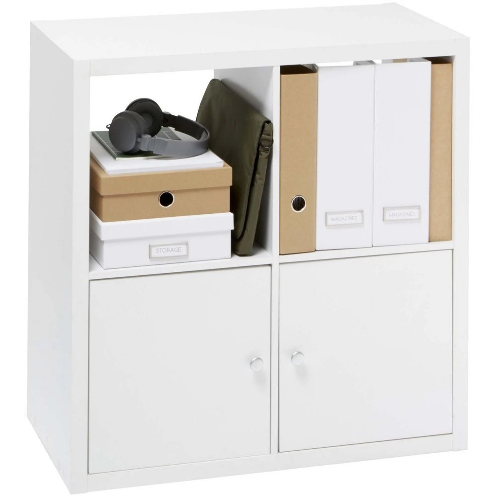 4 Horsen 4 Cube Bookcase White Shelves Home Office Storage, 4 of 9