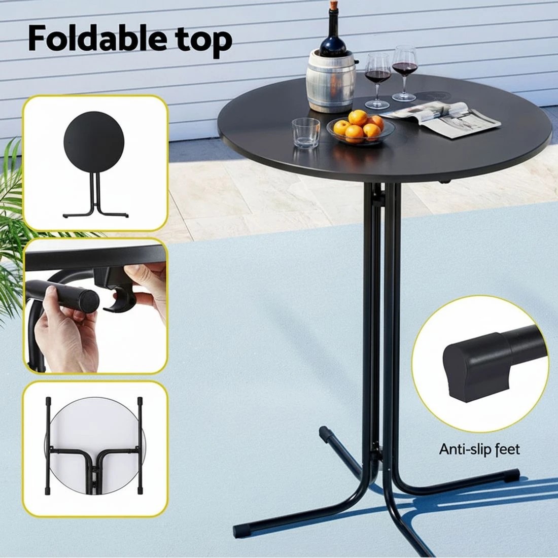 6 Gardeon 3PC Outdoor Bar Set Stools Dining Chairs Table Patio Furniture Bistro Set - Black, 6 of 7