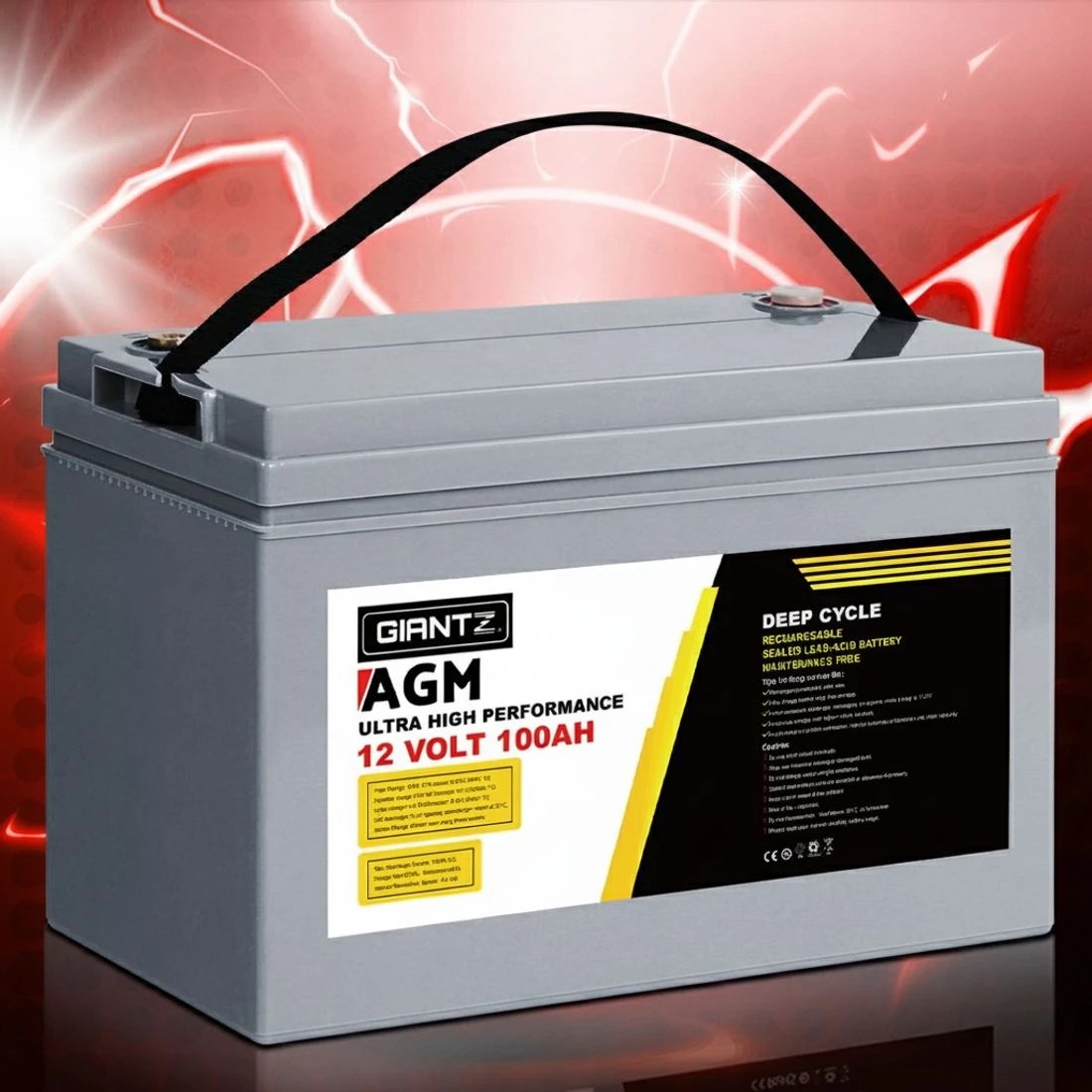 6 Giantz AGM Deep Cycle Battery 12V 120Ah Box Portable Solar Caravan Camping - Grey, 6 of 6