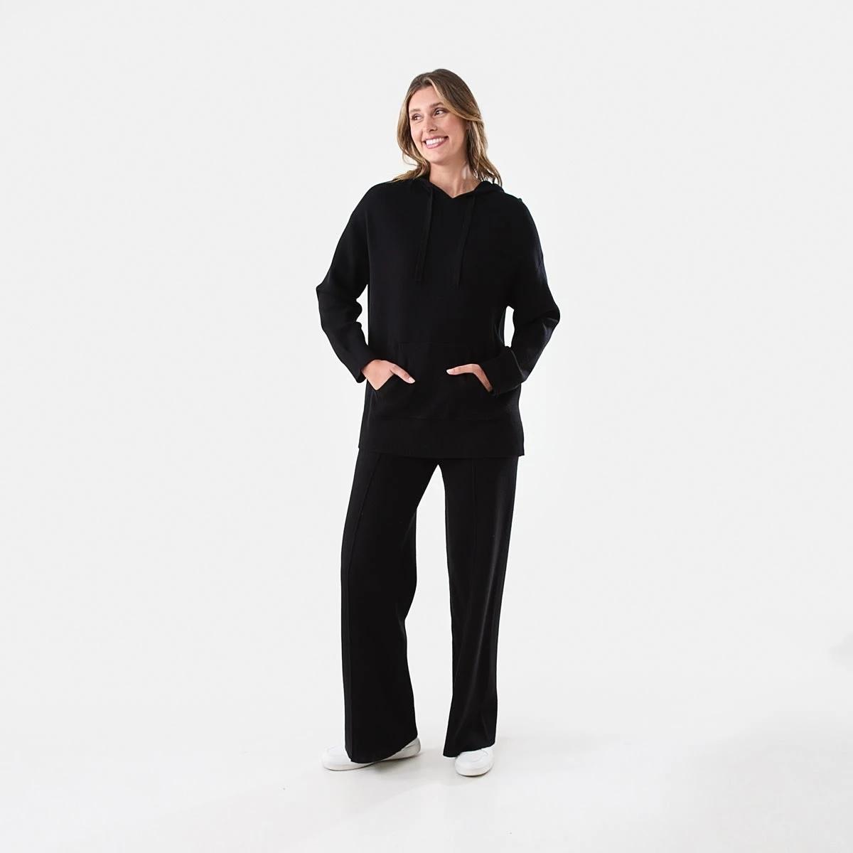 8 Compact Knit Hoodie Black, 8 of 8