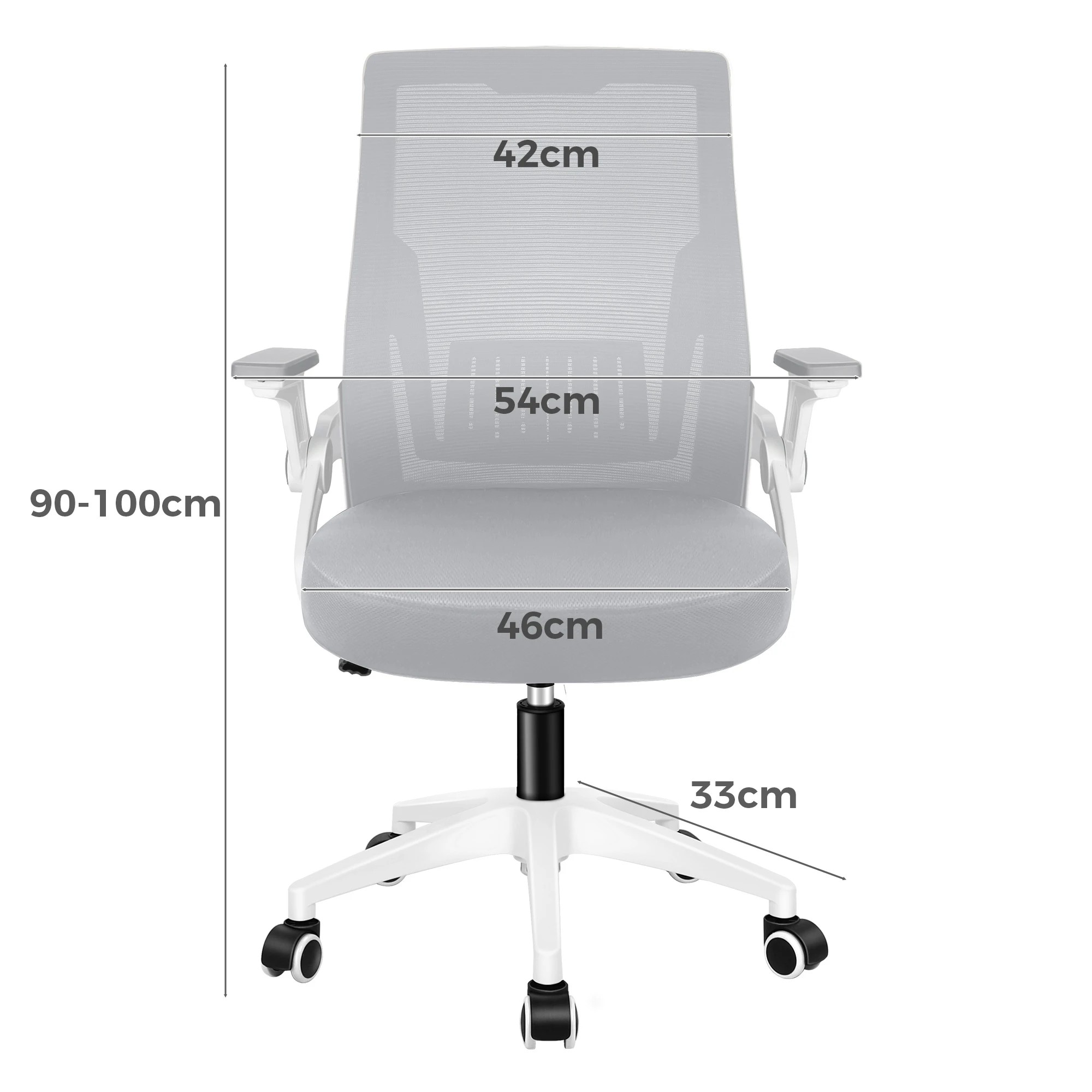 4 Alfordson Mesh Office Chair Gaming Executive Computer Fabric Seat Racing Work - White Grey, 4 of 10