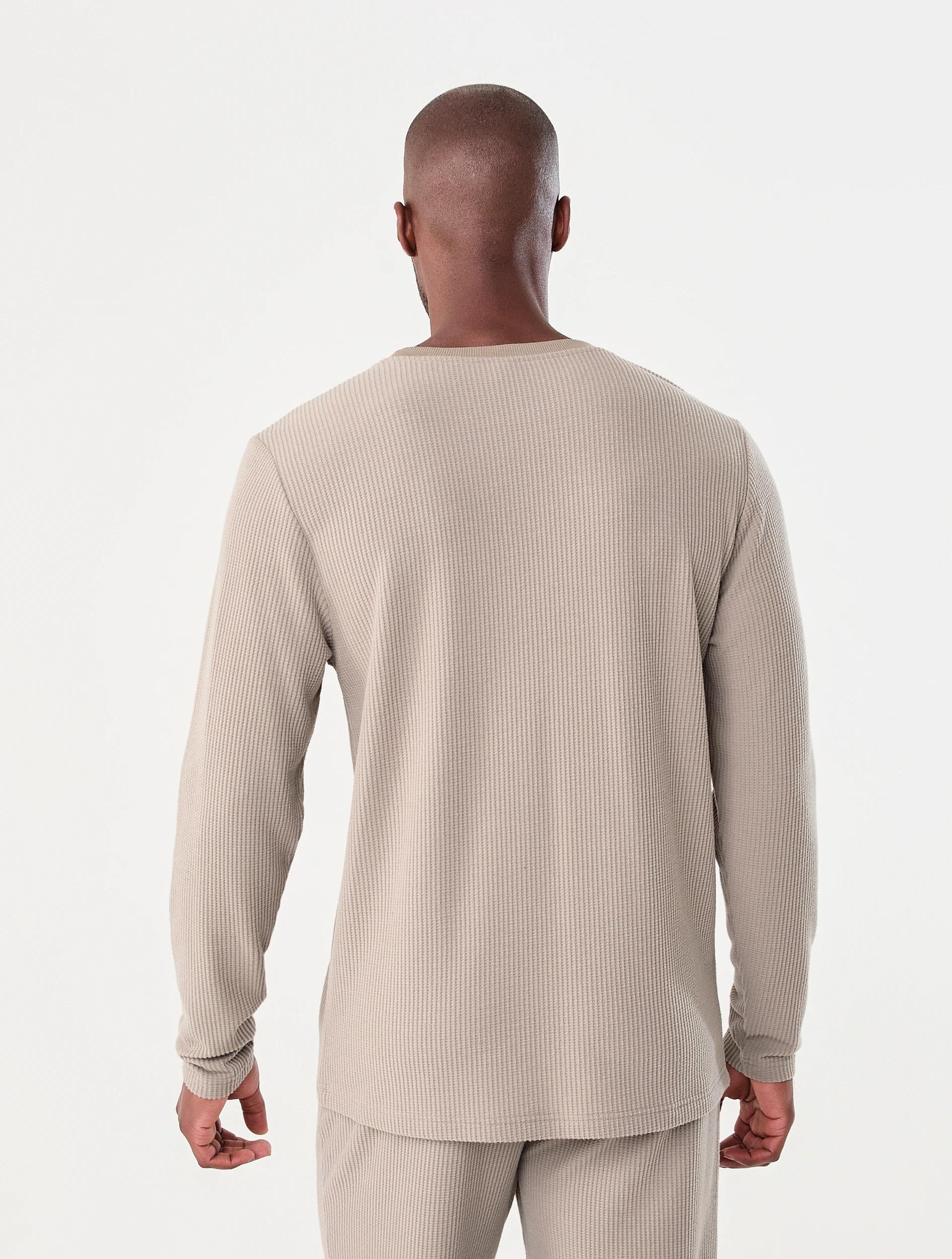 3 Long Sleeve Waffle Top Bge Khaki, 3 of 6