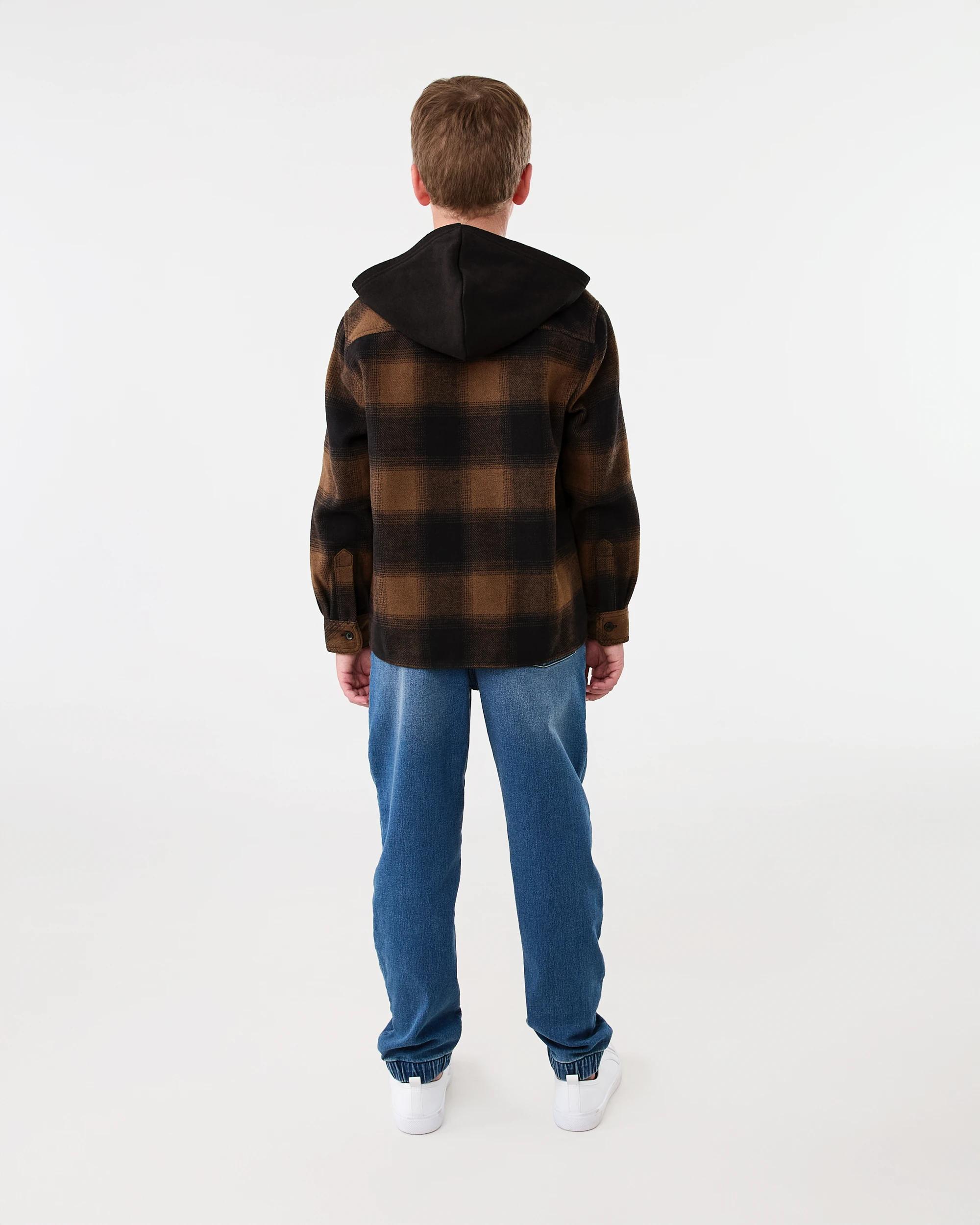 8 Long Sleeve Hooded Check Shirt Fossil Brn, 8 of 8