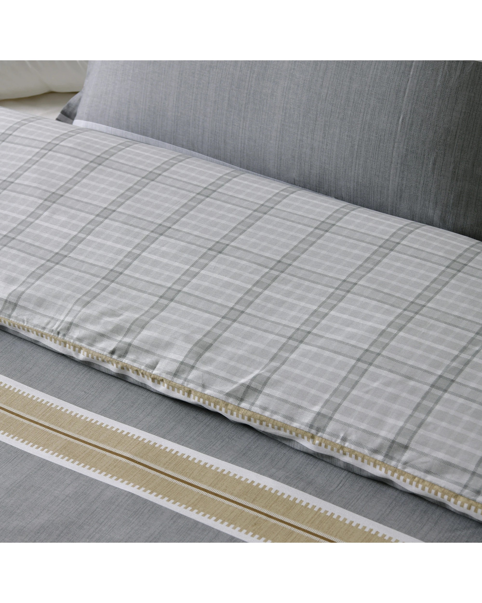 6 Dreamaker Avery 100% Cotton Reversible Quilt Cover Set - Single Bed - Grey, 6 of 7