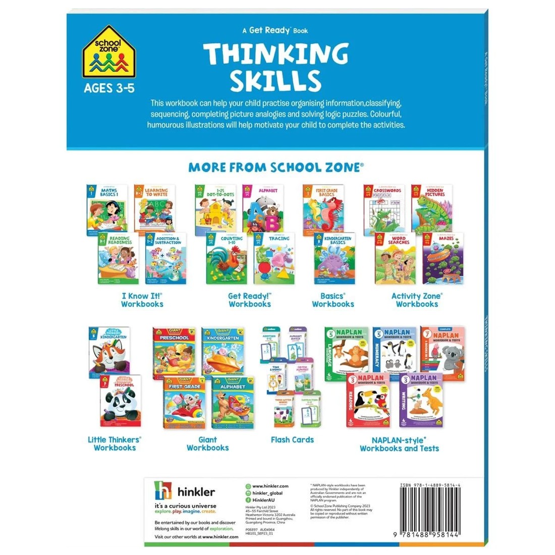 2 School Zone A Get Ready Book: Thinking Skills - Book, 2 of 5
