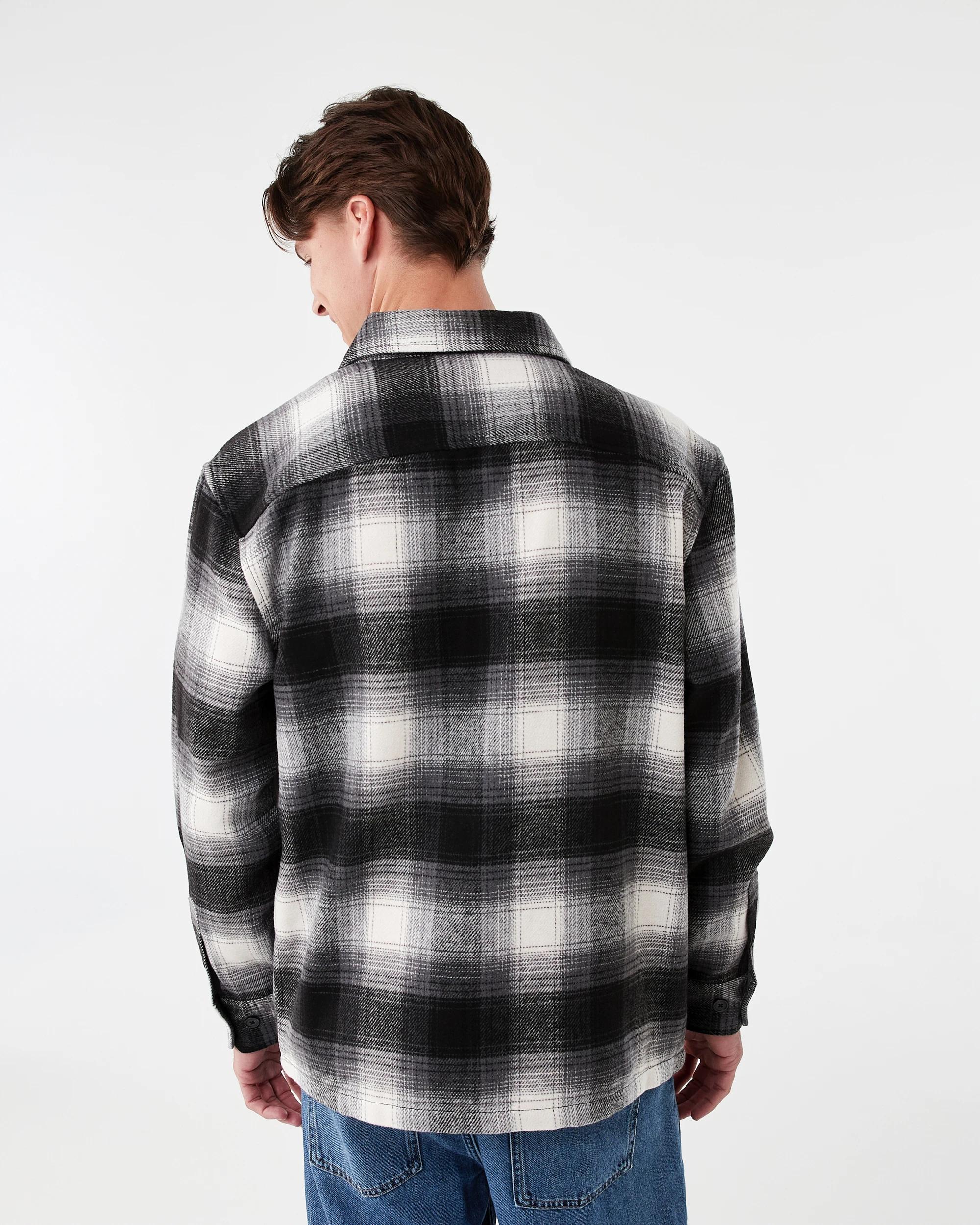 4 Long Sleeve Check Overshirt Blk Check, 4 of 9