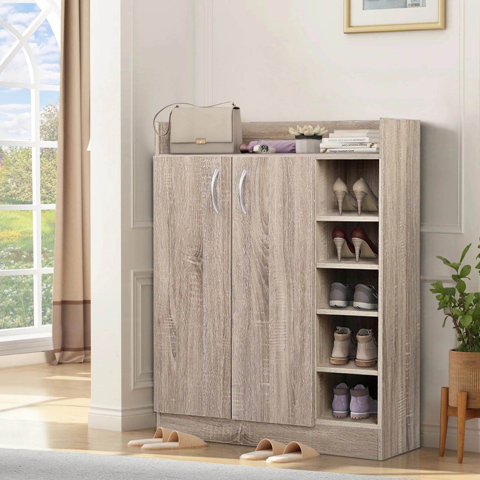 6 Alfordson Shoe Cabinet Storage Rack 21 Pairs - Oak, 6 of 6