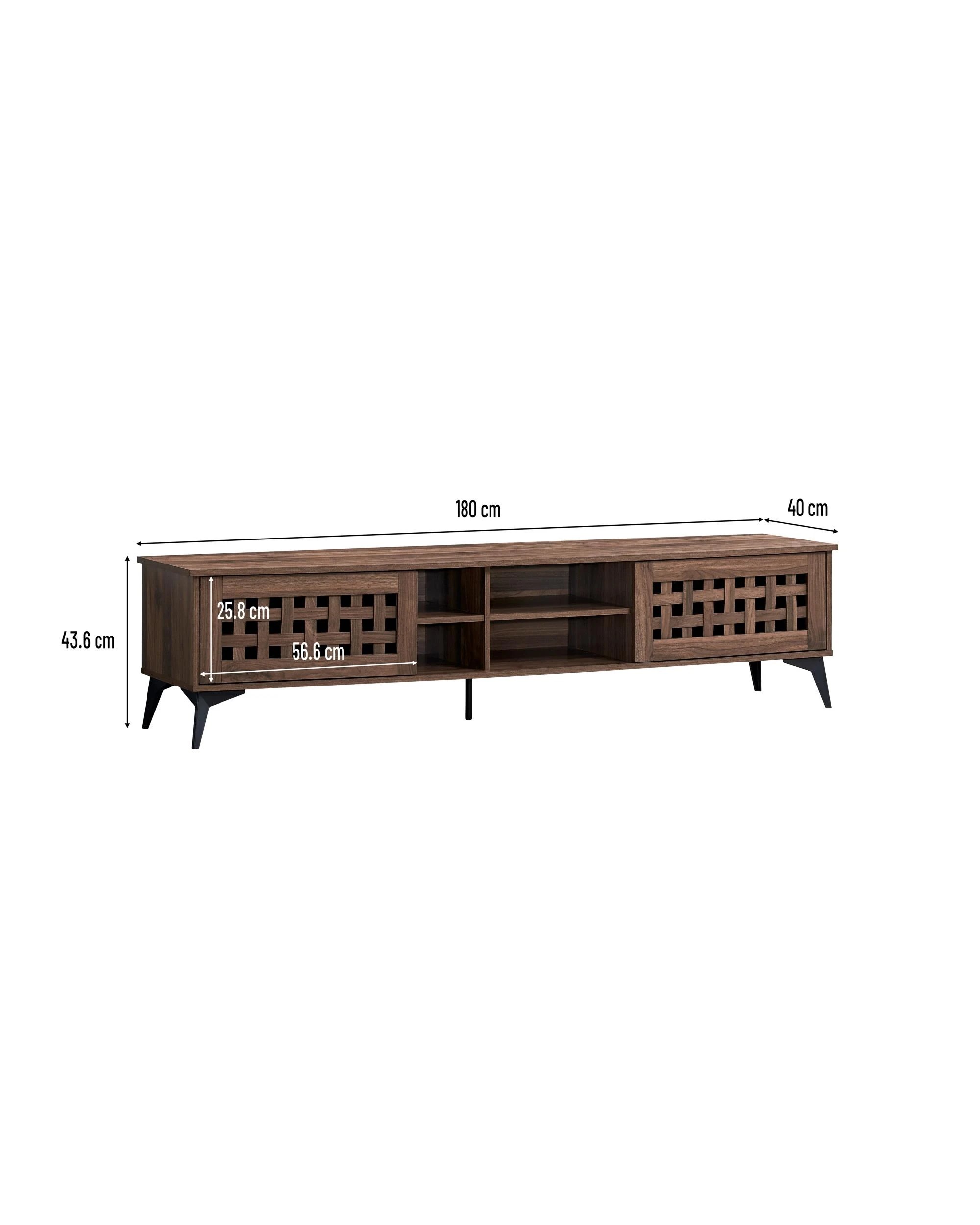 4 Kodu Entertainment Unit TV Cabinet TV Stand 180cm 2 Doors Walnut - Brown, 4 of 4