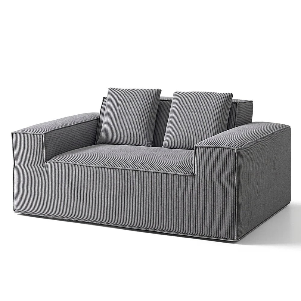 1 Artiss 2 Seater Sofa Loveseat Sofas Bed Couch No Assembly Corduroy Small Couches Apartement - Grey, 1 of 9